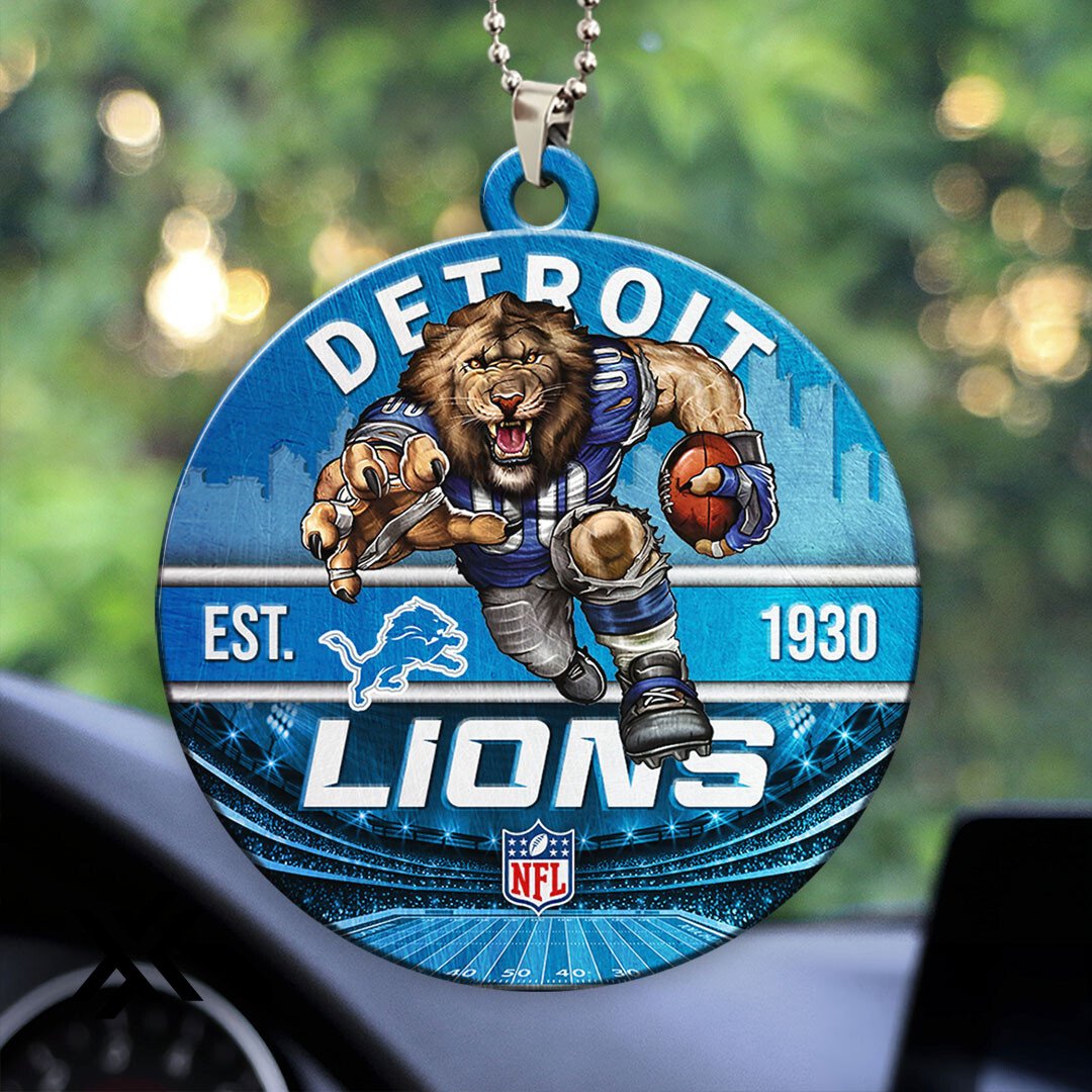 Detroit Lions Custom Shape 2-Sided Acrylic Car Ornament