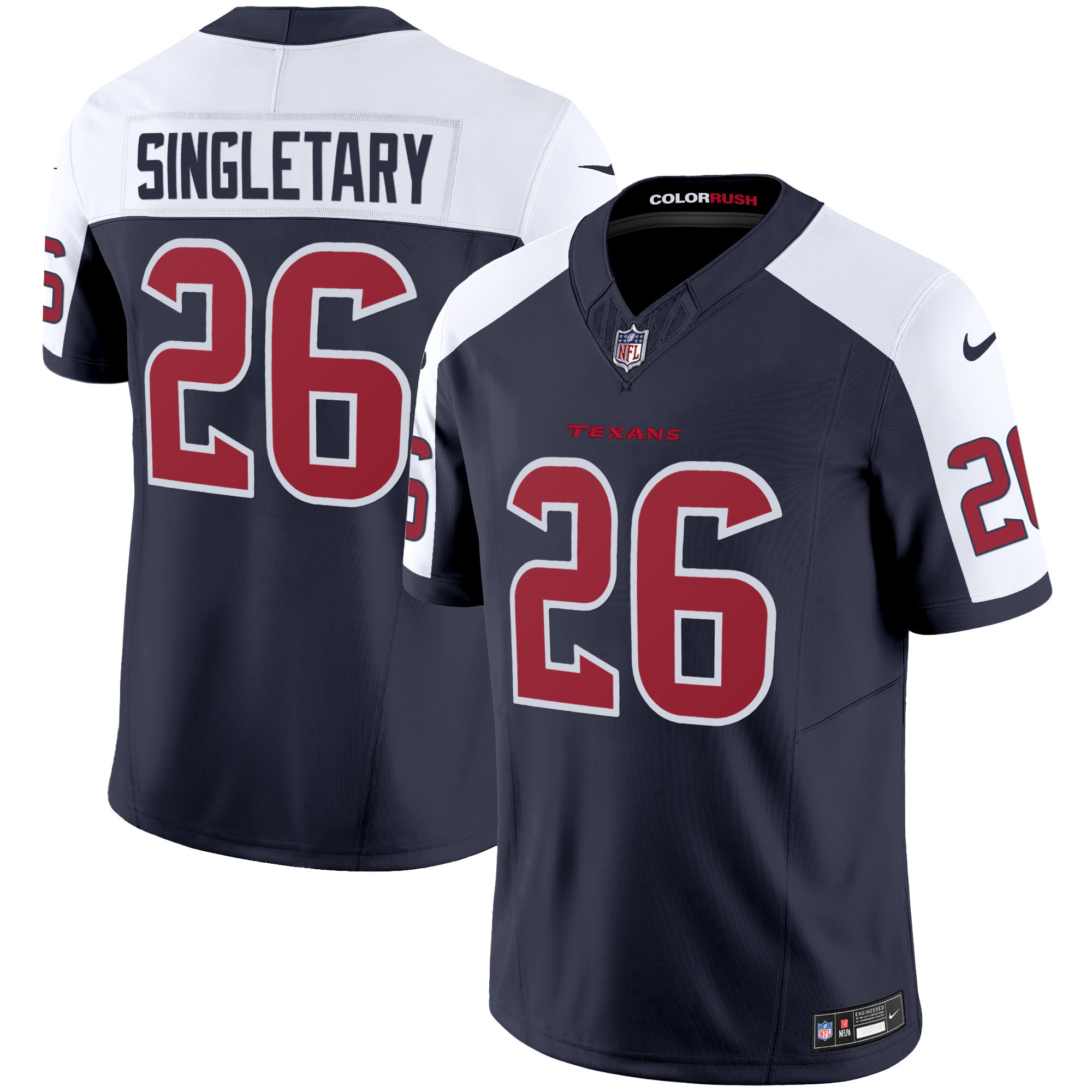 Devin Singletary Men's Houston Texans Color Rush Legend Vapor Navy Alternate Jersey - All Stitched