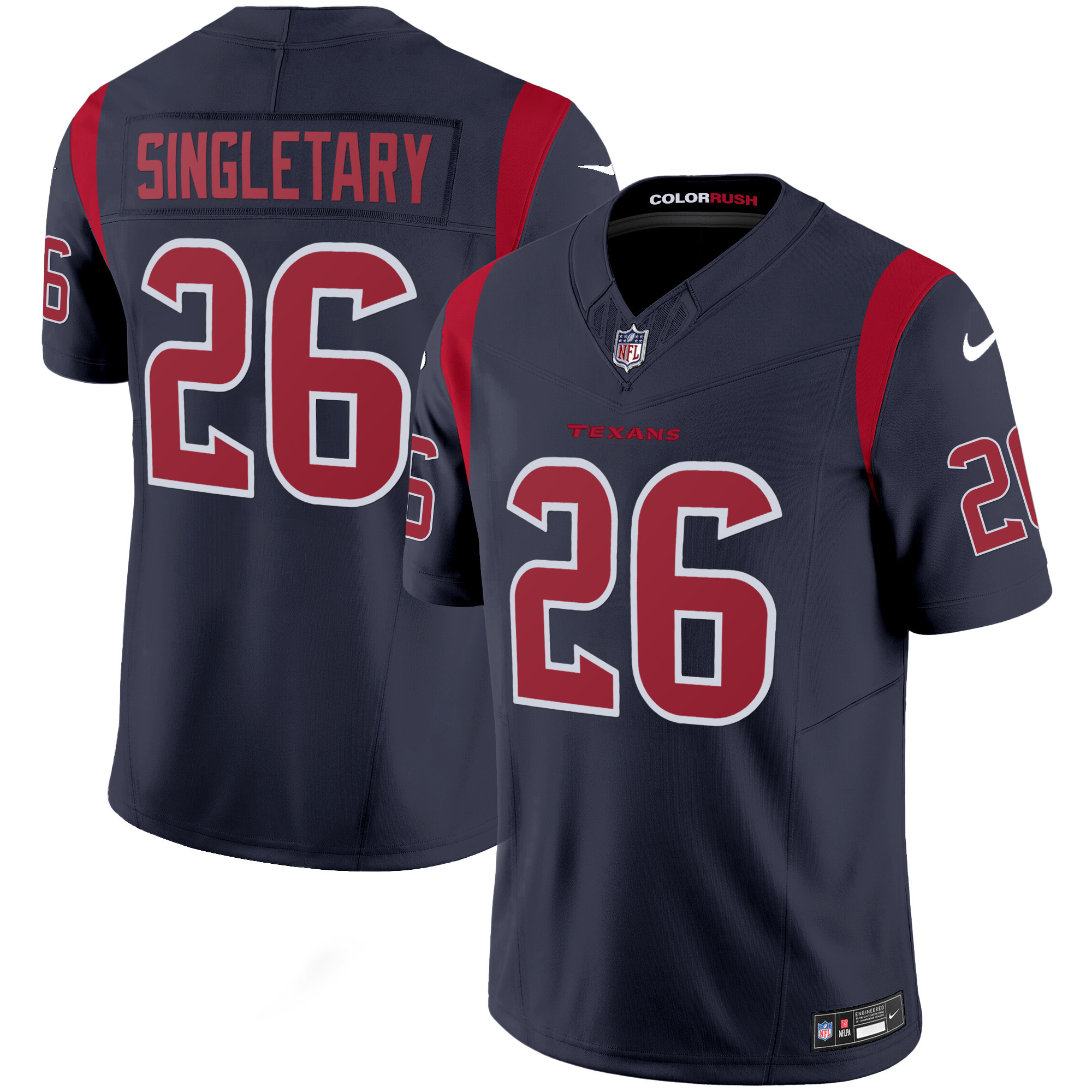 Devin Singletary Men's Houston Texans Color Rush Legend Vapor Navy Jersey - All Stitched