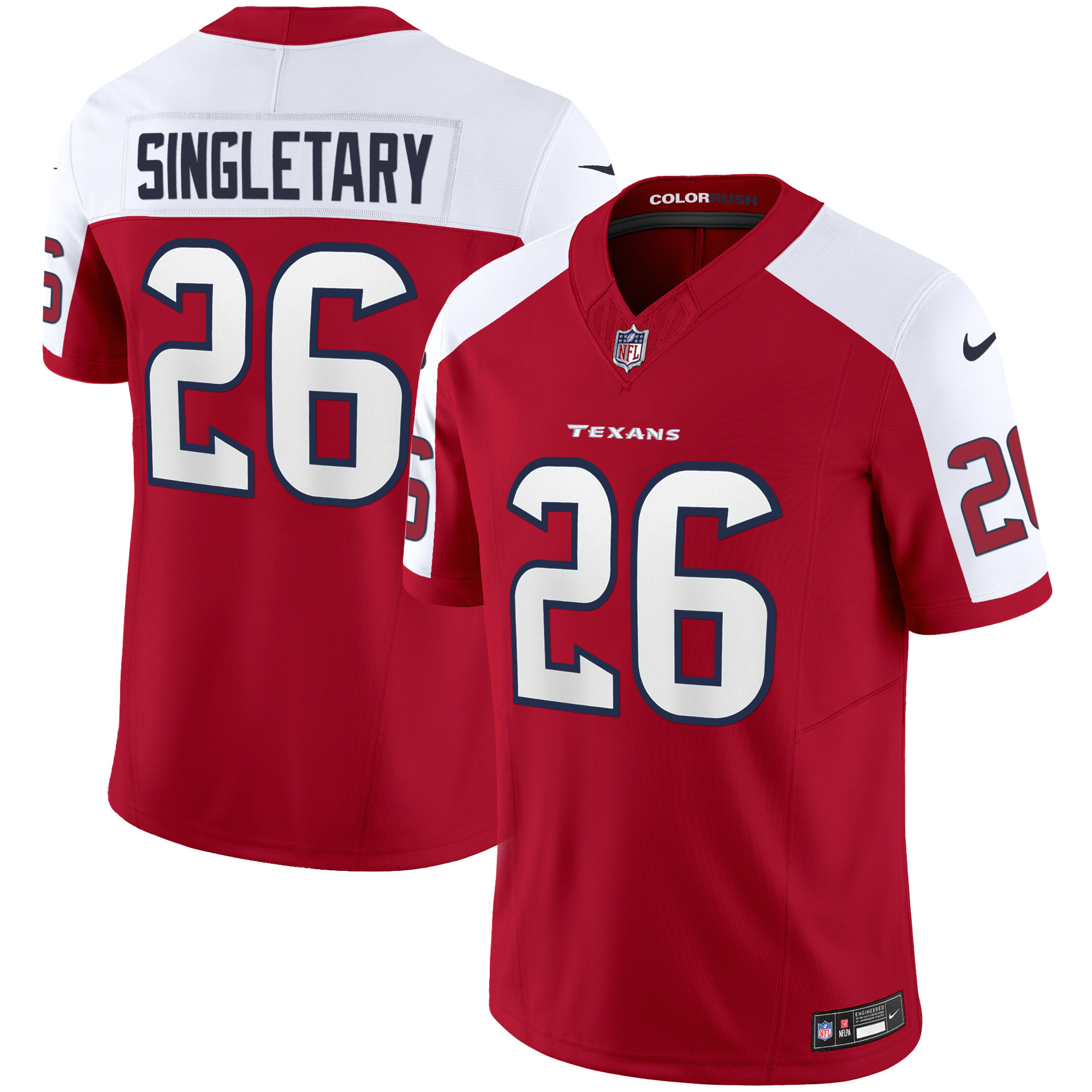 Devin Singletary Men's Houston Texans Color Rush Legend Vapor Red Alternate Jersey - All Stitched