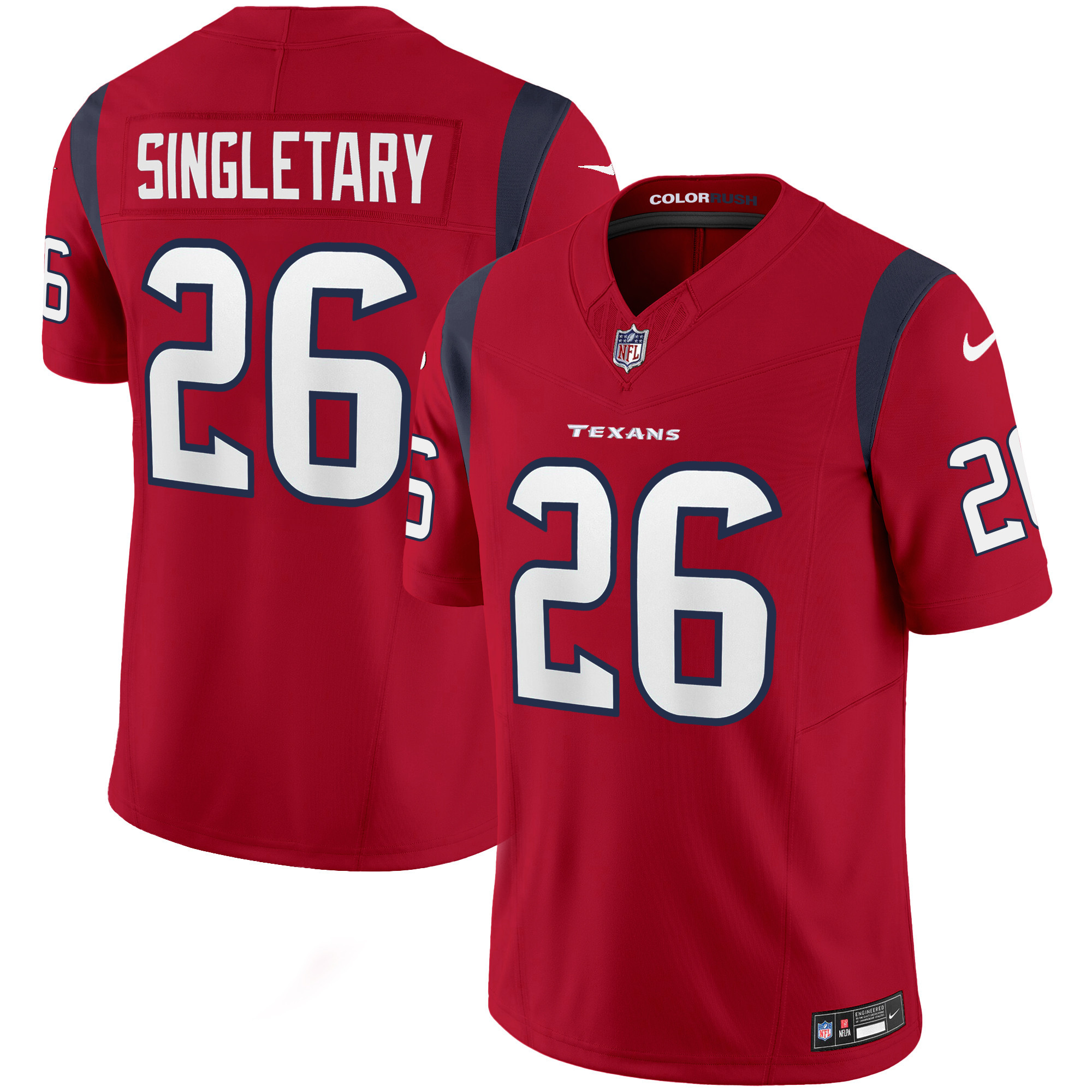 Devin Singletary Men's Houston Texans Color Rush Legend Vapor Red Jersey - All Stitched
