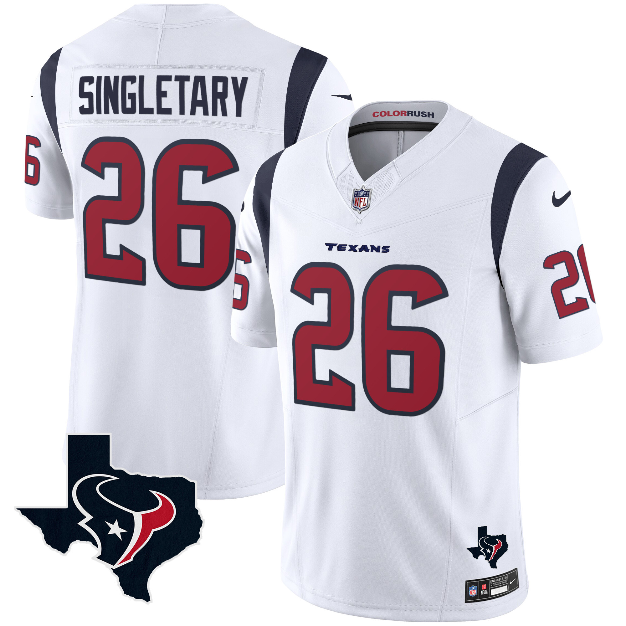Devin Singletary Men's Houston Texans Color Rush Legend Vapor White Jersey - All Stitched