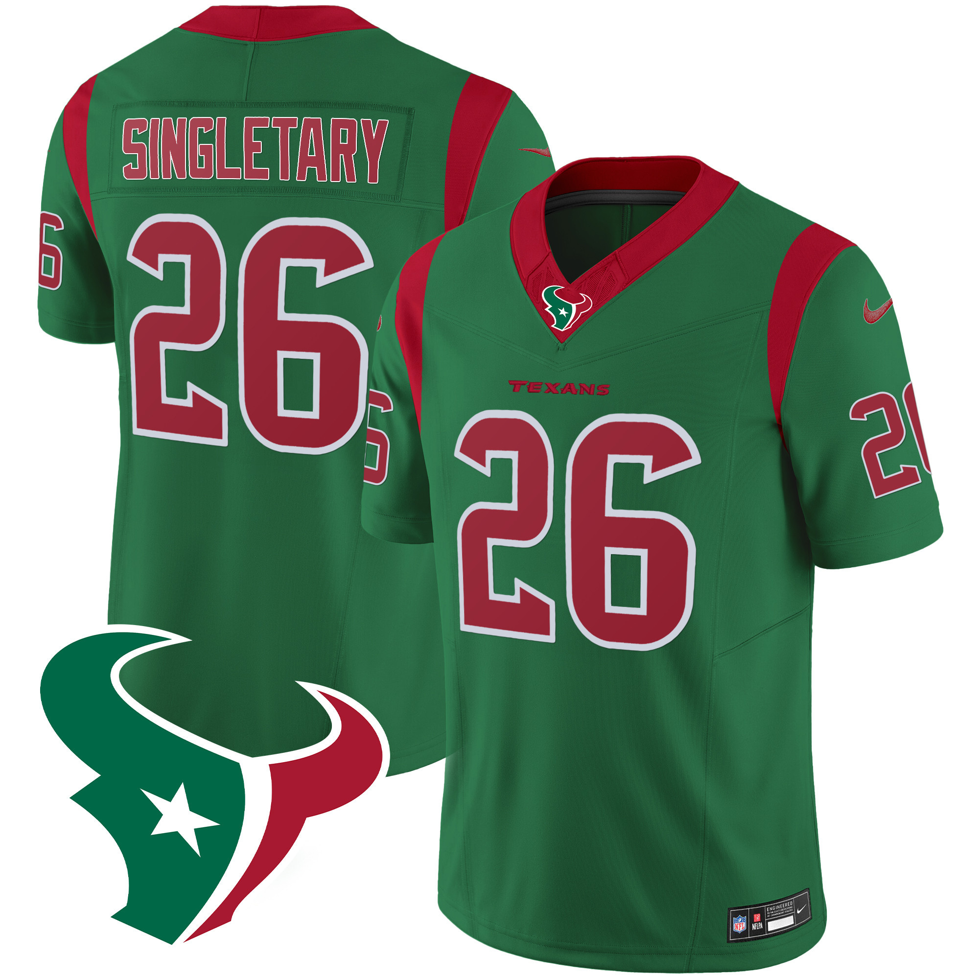 Devin Singletary Men's Houston Texans Mexico Vapor Limited Green Jersey - All Stitched