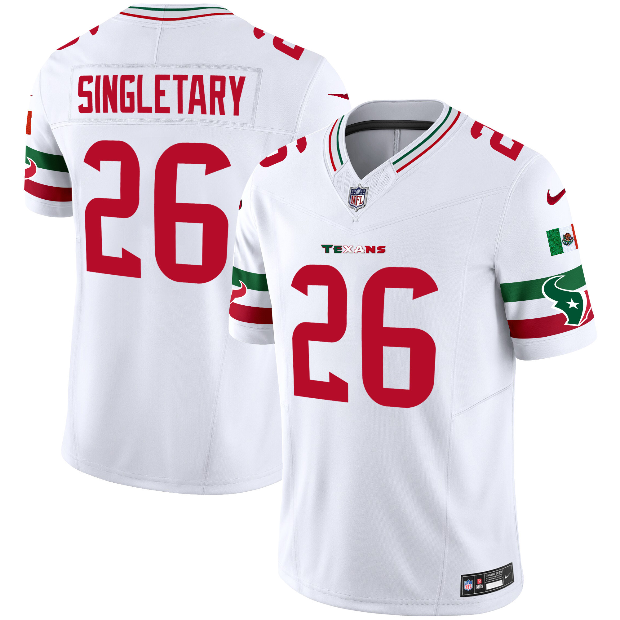 Devin Singletary Men's Houston Texans Mexico Vapor Limited White Jersey - All Stitched