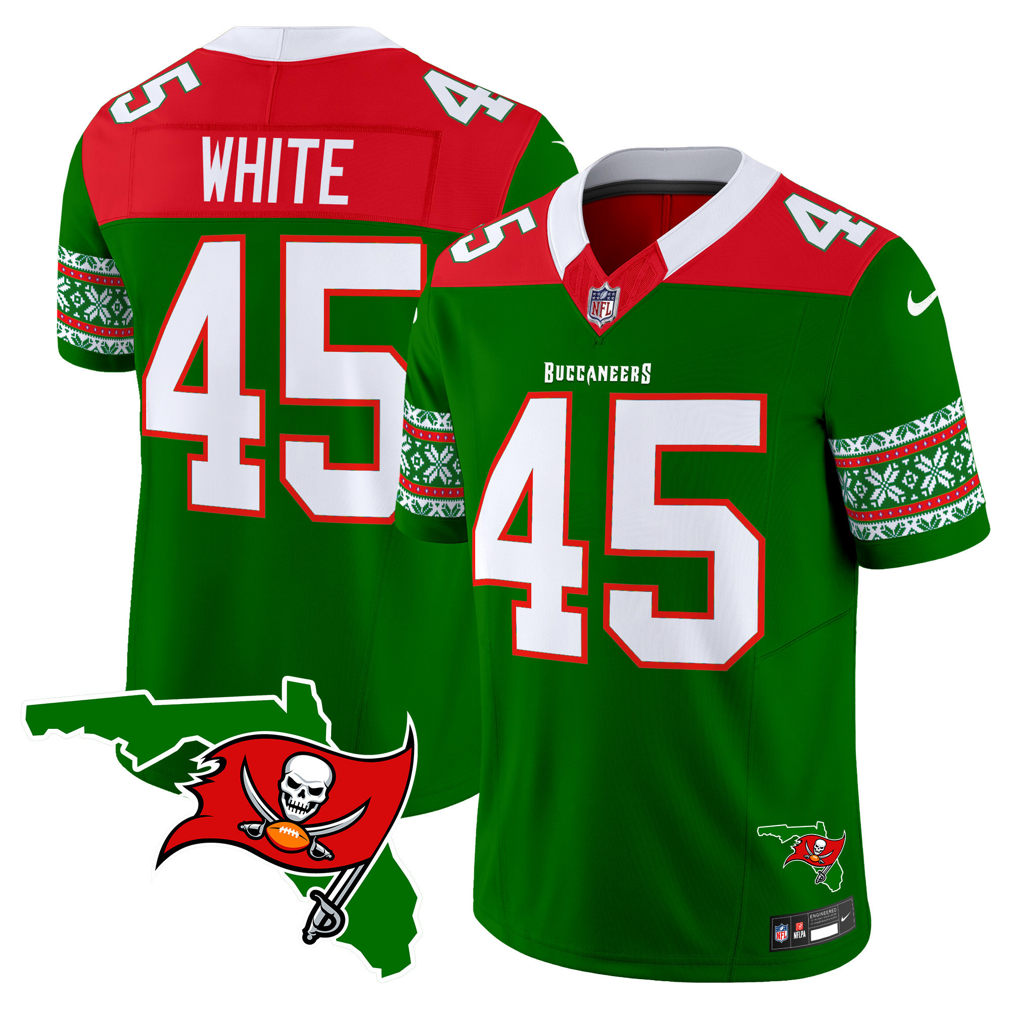 Devin White Men's Tampa Bay Buccaneers 2024 Christmas Vapor Limited Green Jersey - All Stitched