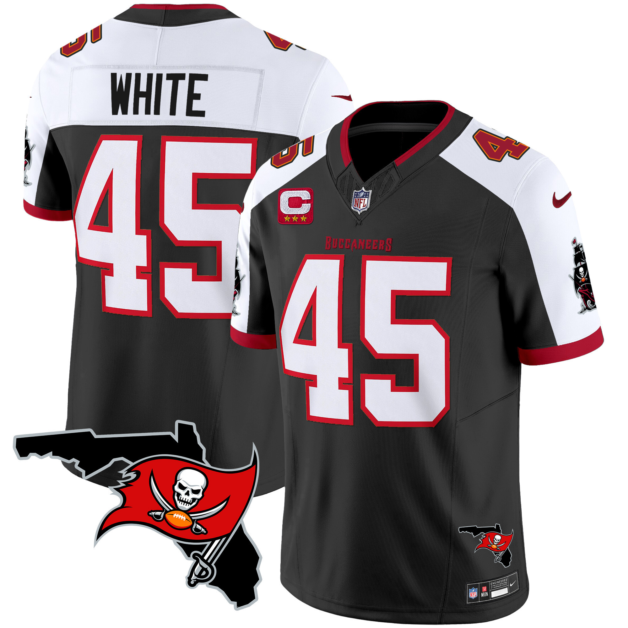 Devin White Men's Tampa Bay Buccaneers Florida Patch Vapor Limited Black Alternate Jersey - All Stitched