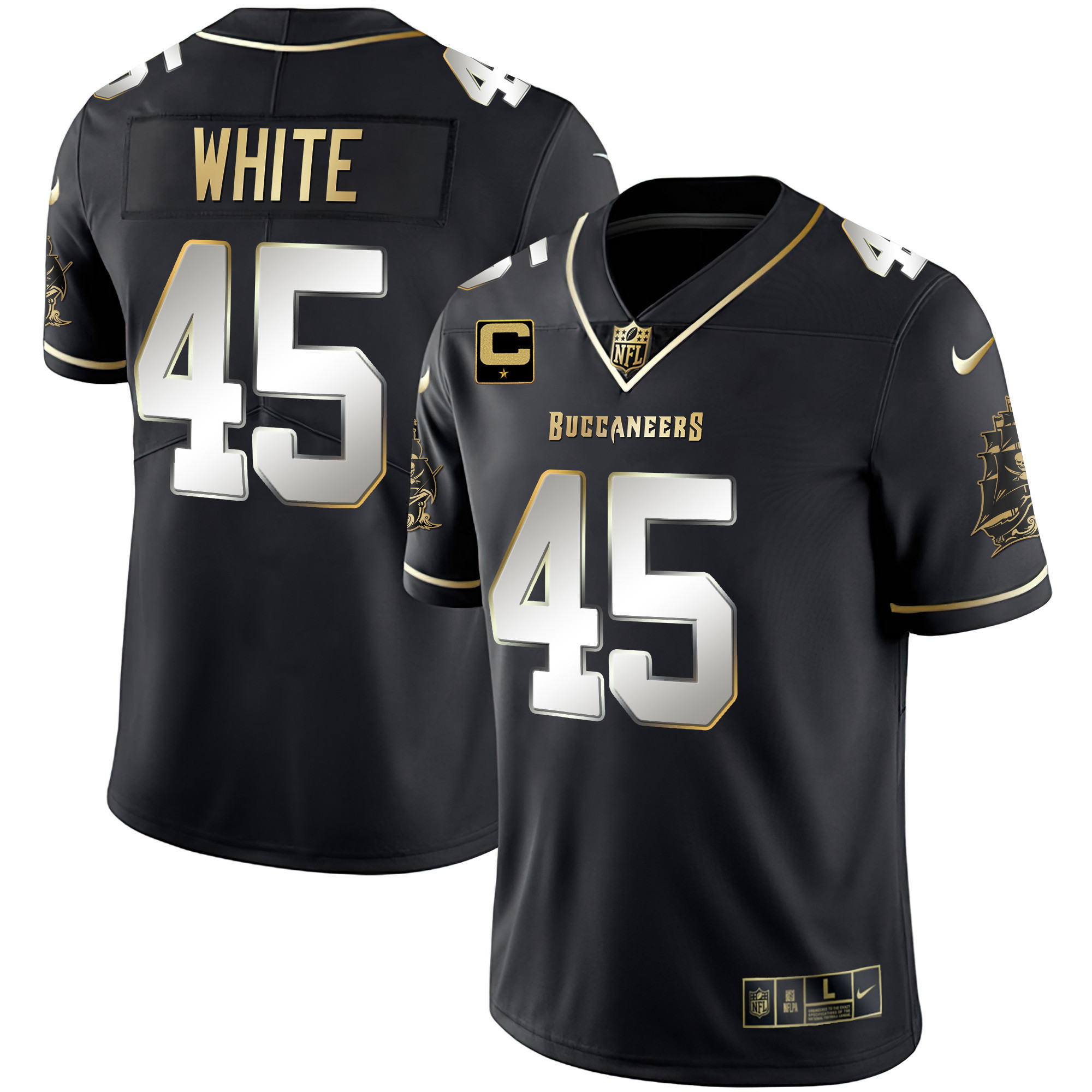 Devin White Men's Tampa Bay Buccaneers Gold Vapor Black Limited Jersey - All Stitched