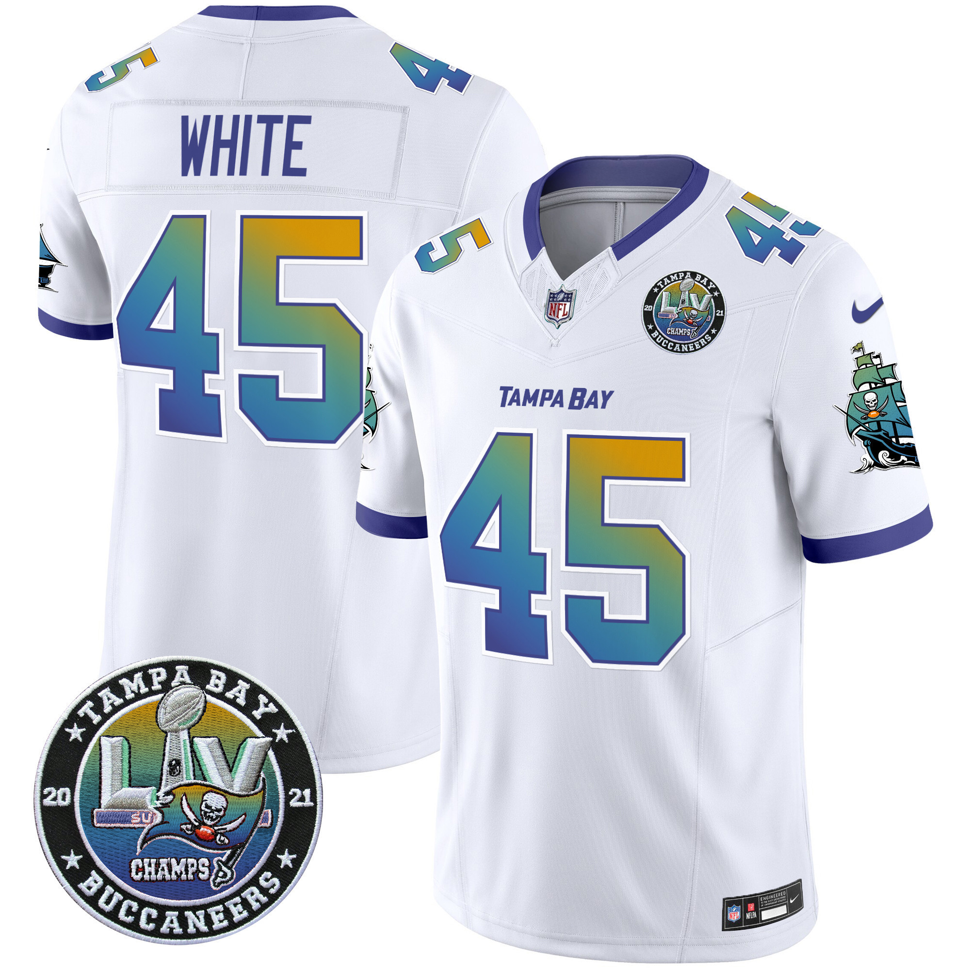 Devin White Men's Tampa Bay Buccaneers "Tampa City" Super Bowl LIV Patch Vapor Limited White Jersey - All Stitched