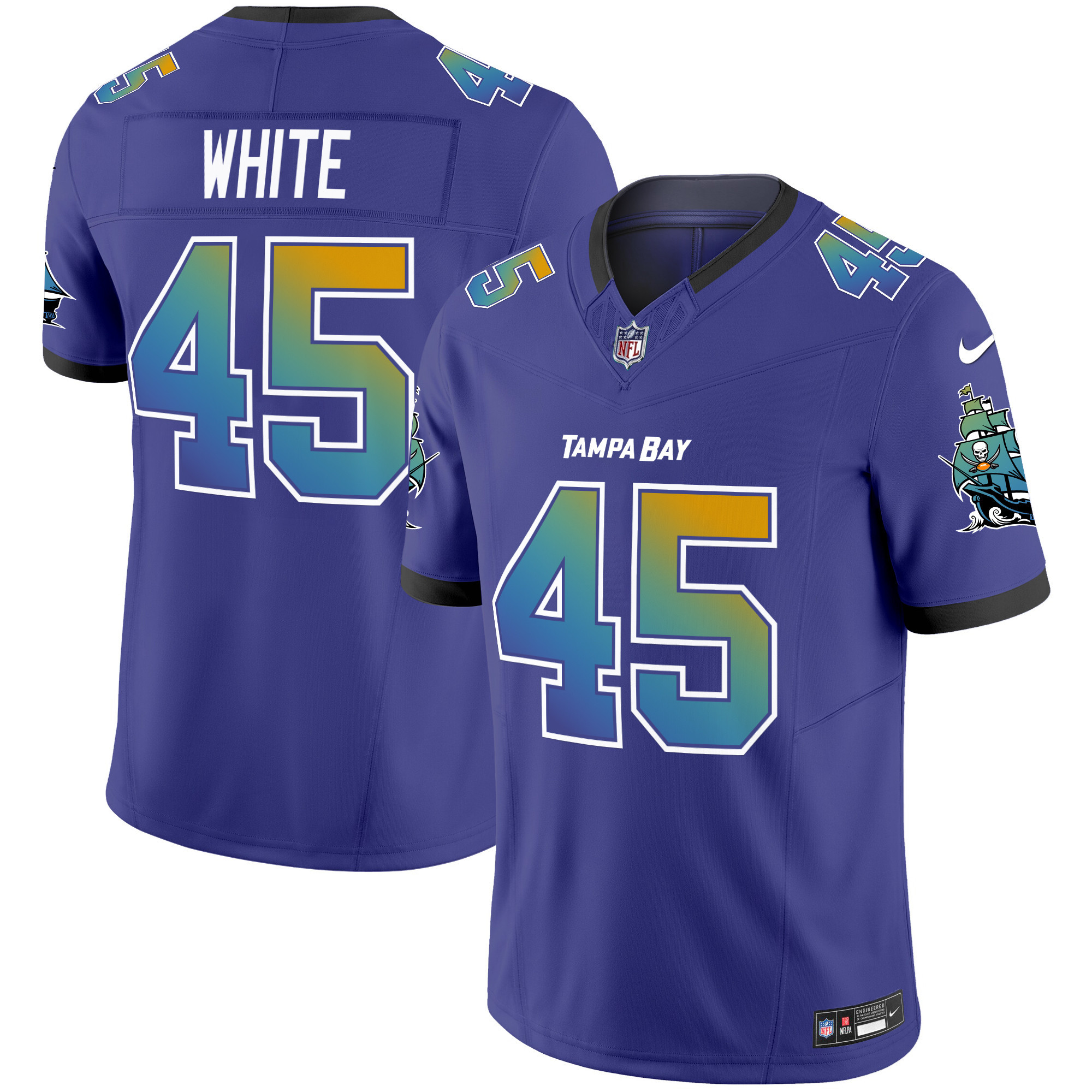 Devin White Men's Tampa Bay Buccaneers "Tampa City" Vapor Limited Purple Jersey - All Stitched