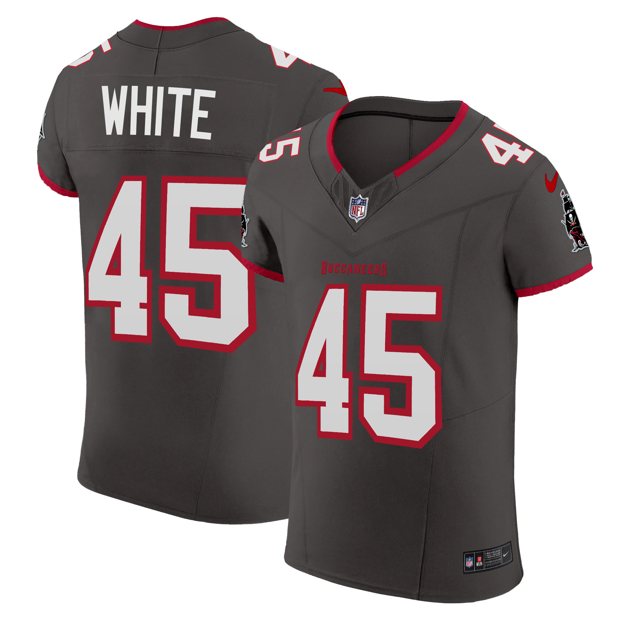 Devin White Men's Tampa Bay Buccaneers Vapor Elite Pewter Jersey - All Stitched