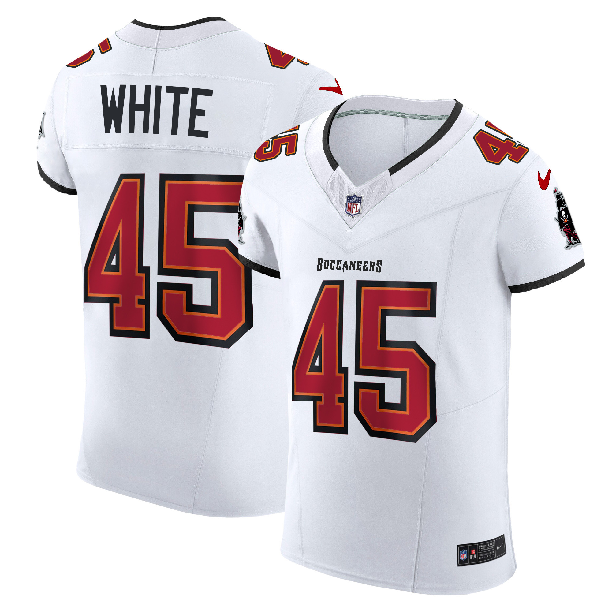 Devin White Men's Tampa Bay Buccaneers Vapor Elite White Jersey - All Stitched