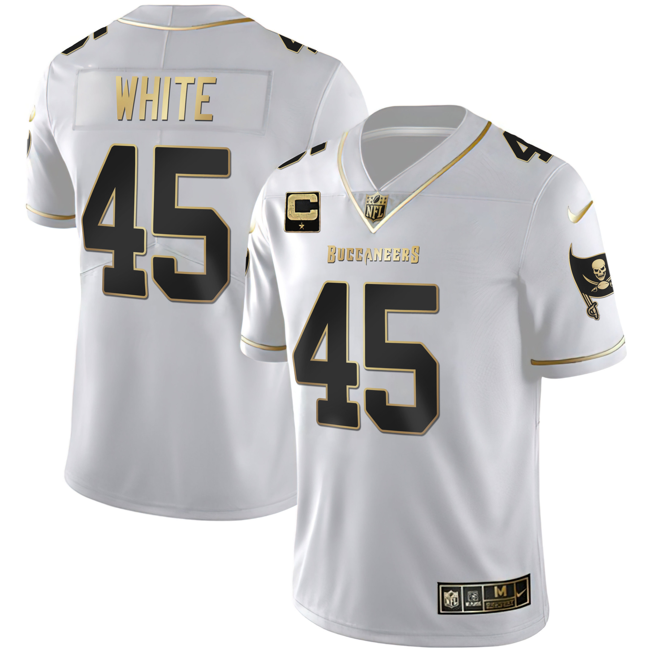 Devin White Men's Tampa Bay Buccaneers White Gold & Black Gold White Gold Jersey - All Stitched
