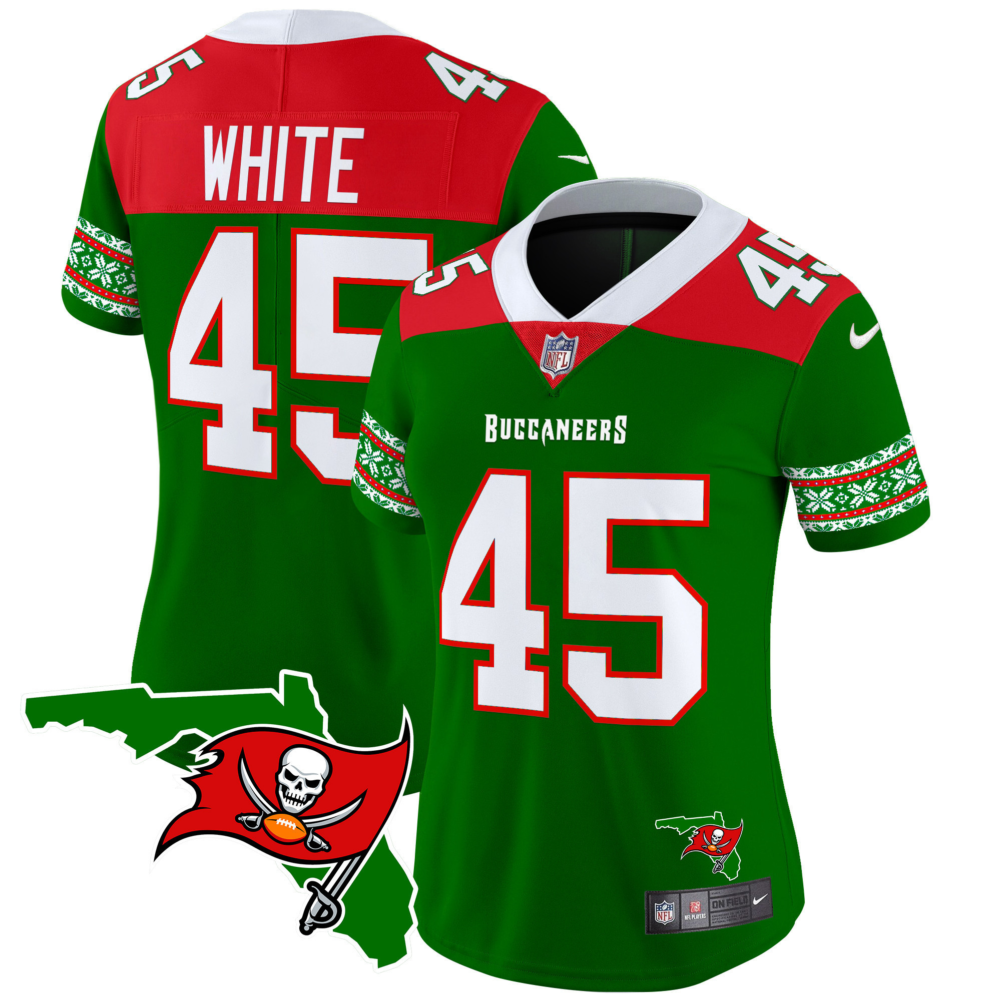 Devin White Women's Tampa Bay Buccaneers 2024 Christmas Vapor Limited Green Jersey - All Stitched
