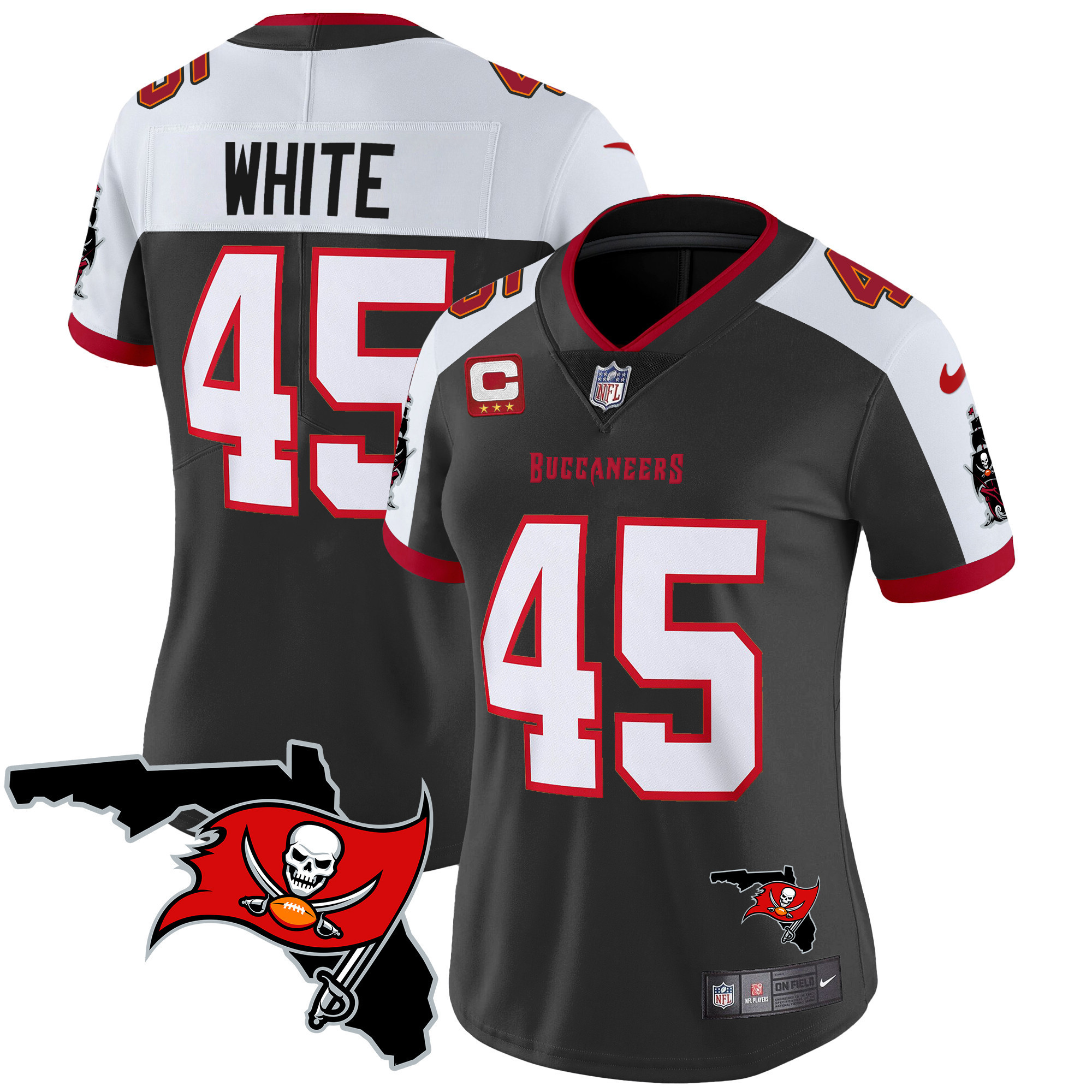 Devin White Women's Tampa Bay Buccaneers Florida Patch Vapor Limited Black Alternate Jersey - All Stitched