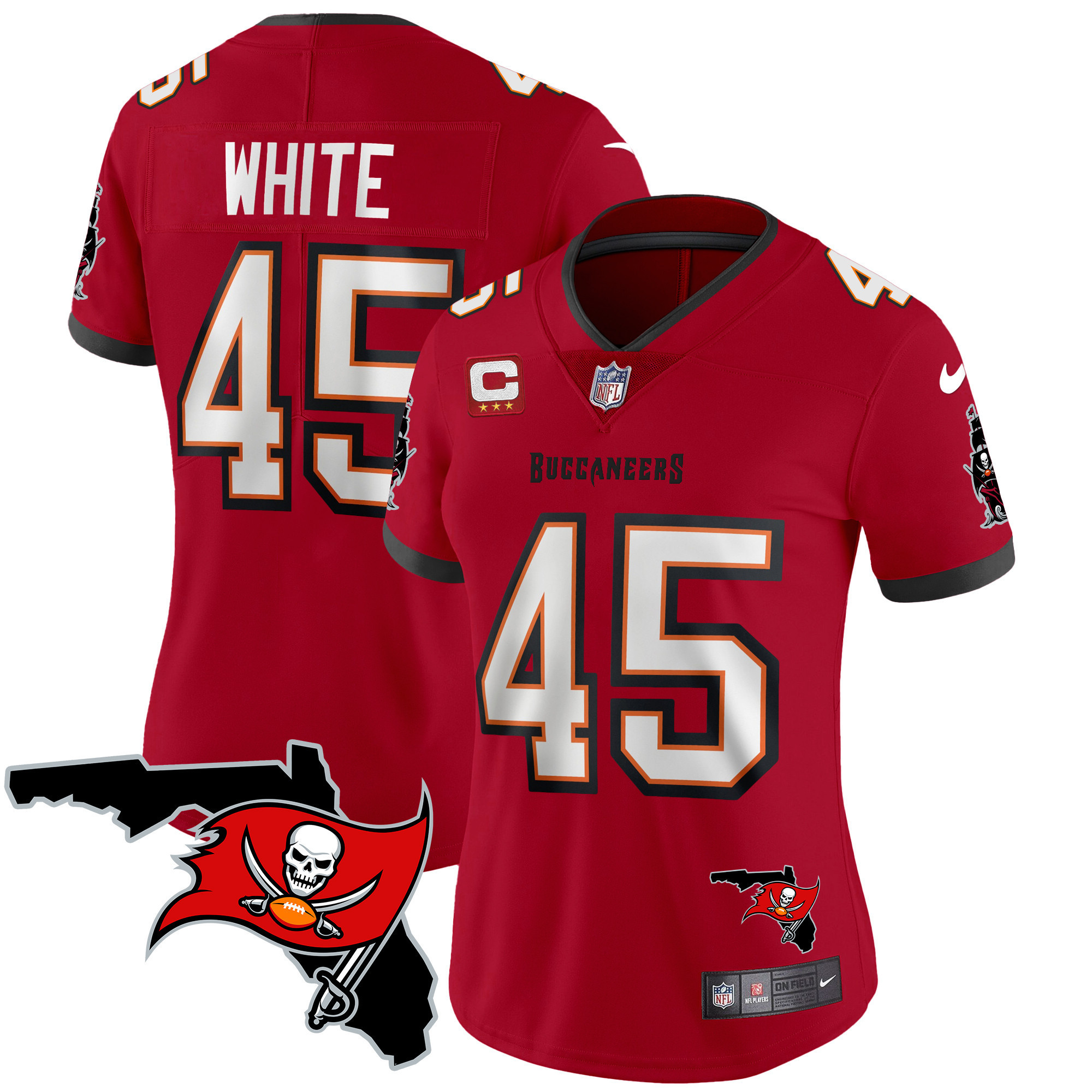 Devin White Women's Tampa Bay Buccaneers Florida Patch Vapor Limited Red Jersey - All Stitched