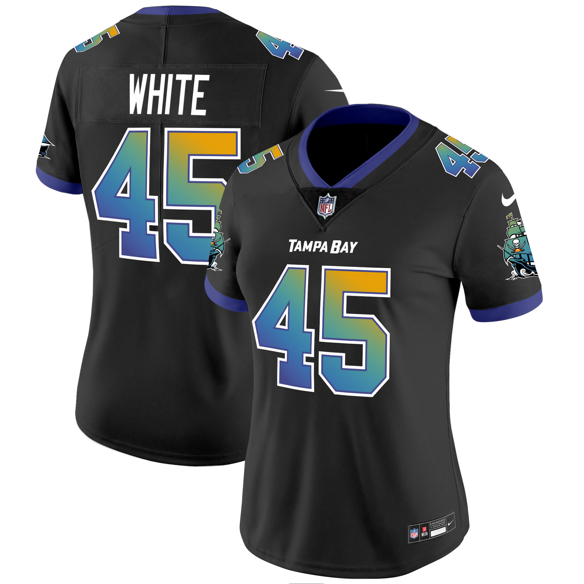 Devin White Women's Tampa Bay Buccaneers "Tampa City" Vapor Limited Black Jersey - All Stitched