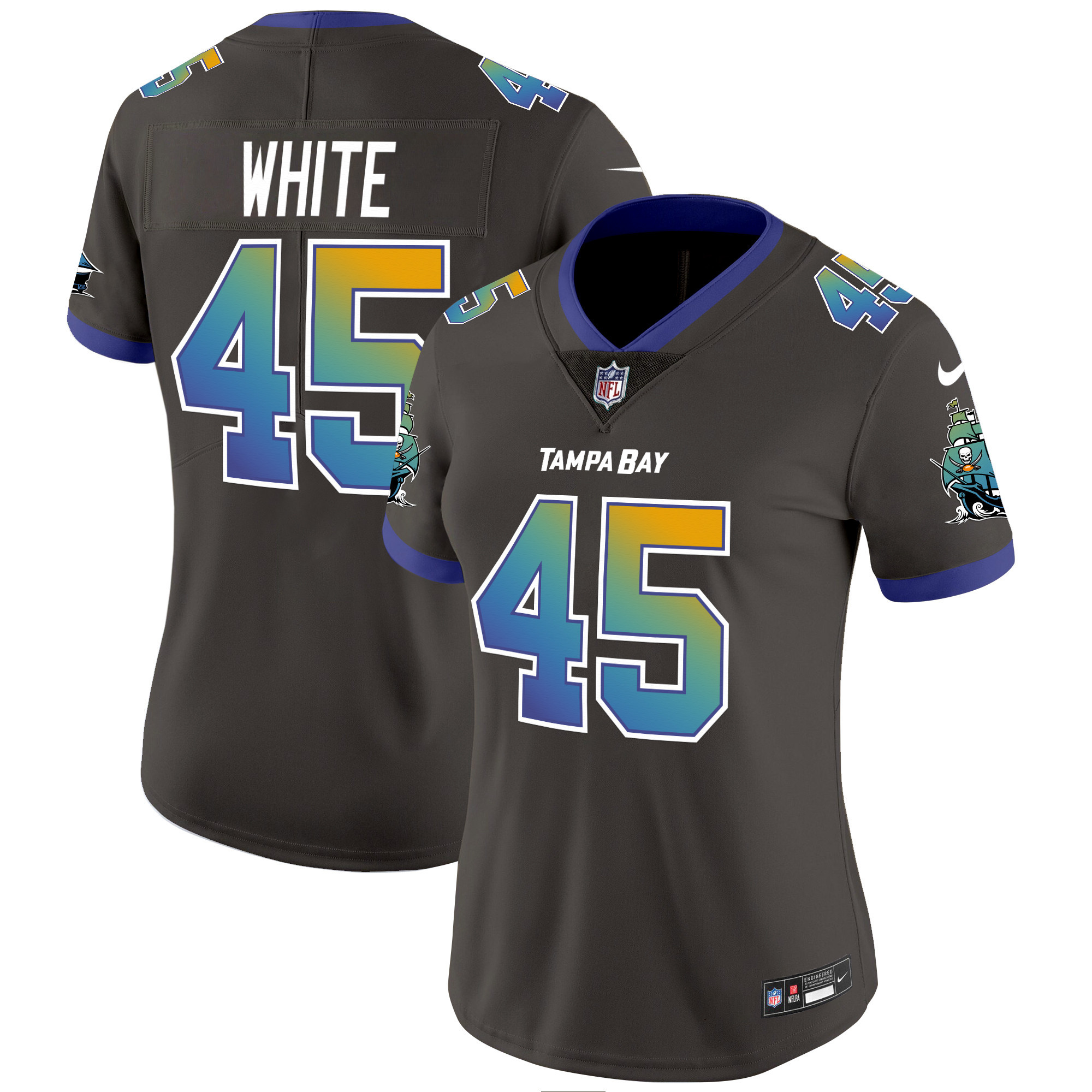 Devin White Women's Tampa Bay Buccaneers "Tampa City" Vapor Limited Pewter Jersey - All Stitched