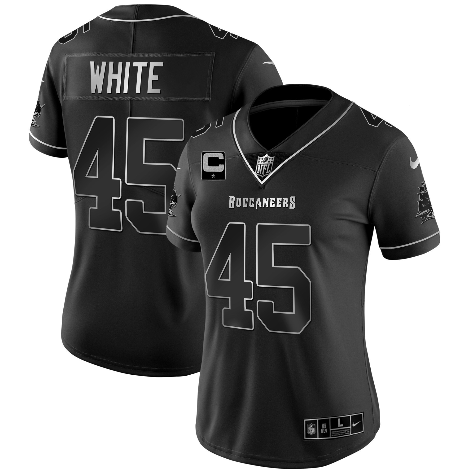 Devin White Women's Tampa Bay Buccaneers Vapor Gold Black Silver Jersey - All Stitched
