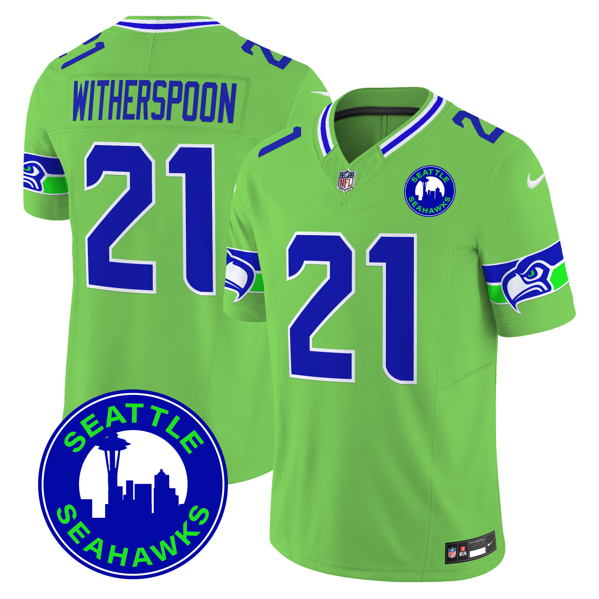 Devon Witherspoon Men's Seattle Seahawks 2024 Seattle City Patch Vapor Limited Green Jersey - All Stitched