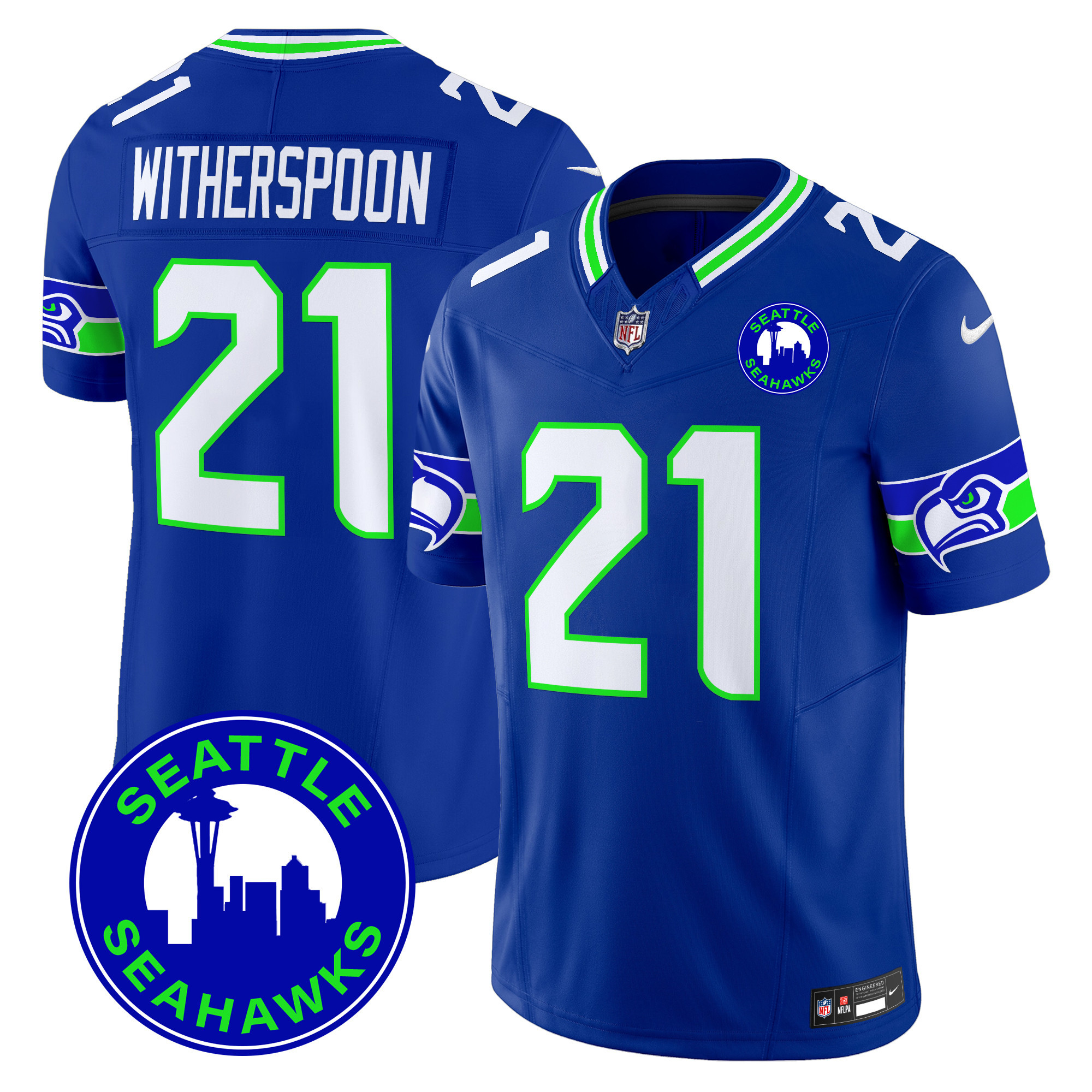Devon Witherspoon Men's Seattle Seahawks 2024 Seattle City Patch Vapor Limited Royal Jersey - All Stitched