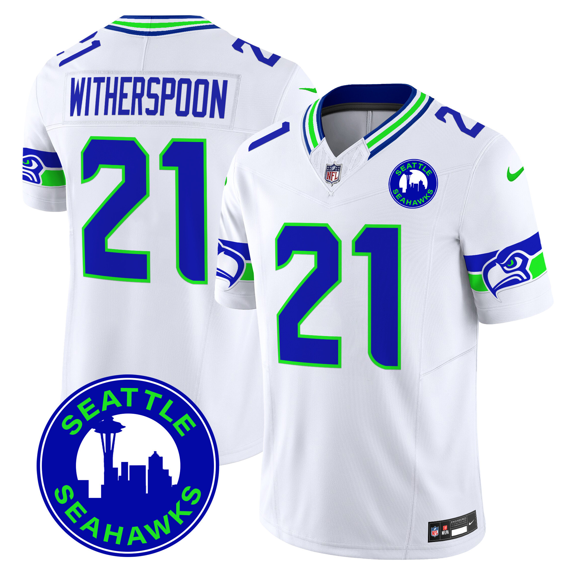 Devon Witherspoon Men's Seattle Seahawks 2024 Seattle City Patch Vapor Limited White Jersey - All Stitched