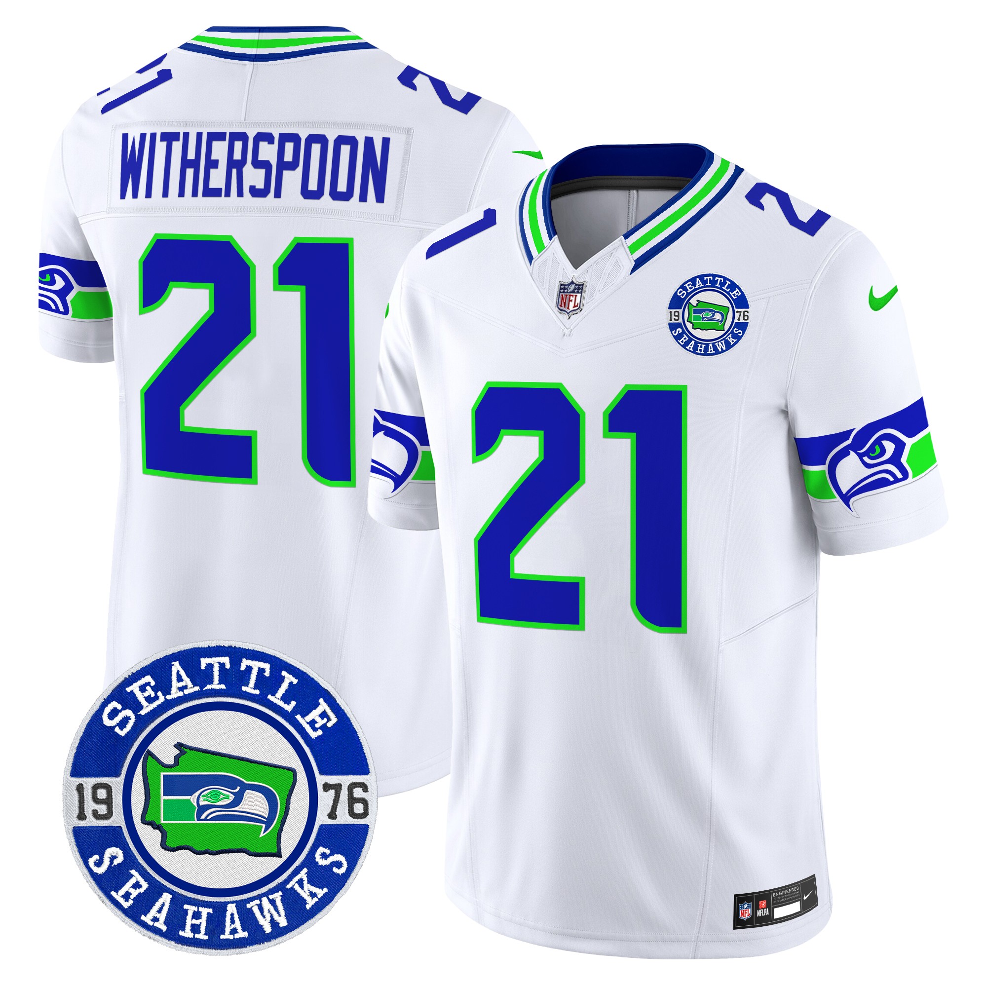 Devon Witherspoon Men's Seattle Seahawks 2024 Seattle Est. 1976 Patch Vapor Limited White Jersey - All Stitched