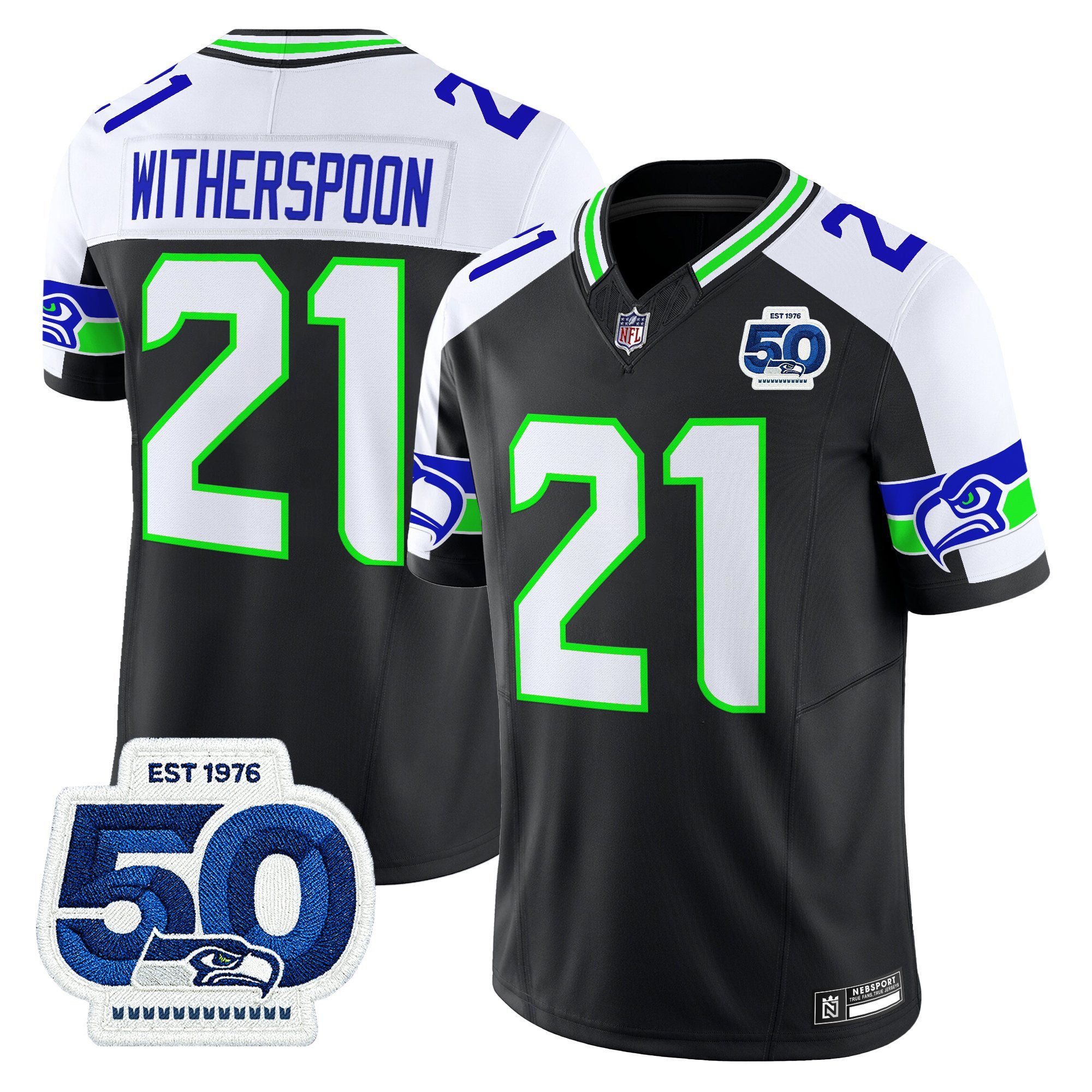 Devon Witherspoon Men's Seattle Seahawks 50th Anniversary Patch Vapor Limited Black Alternate Jersey - All Stitched