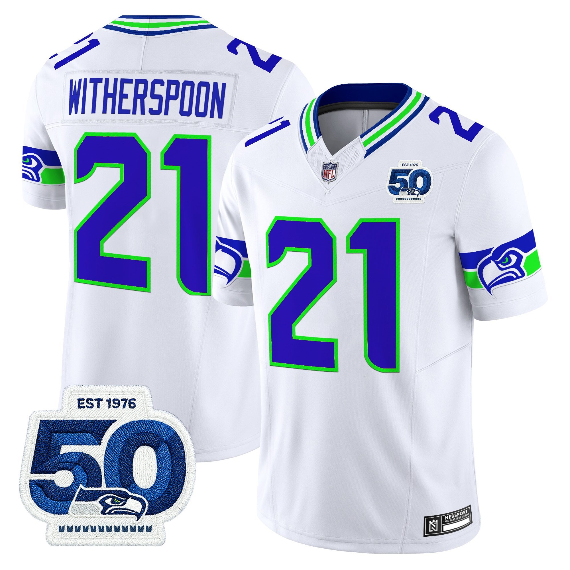 Devon Witherspoon Men's Seattle Seahawks 50th Anniversary Patch Vapor Limited White Jersey - All Stitched