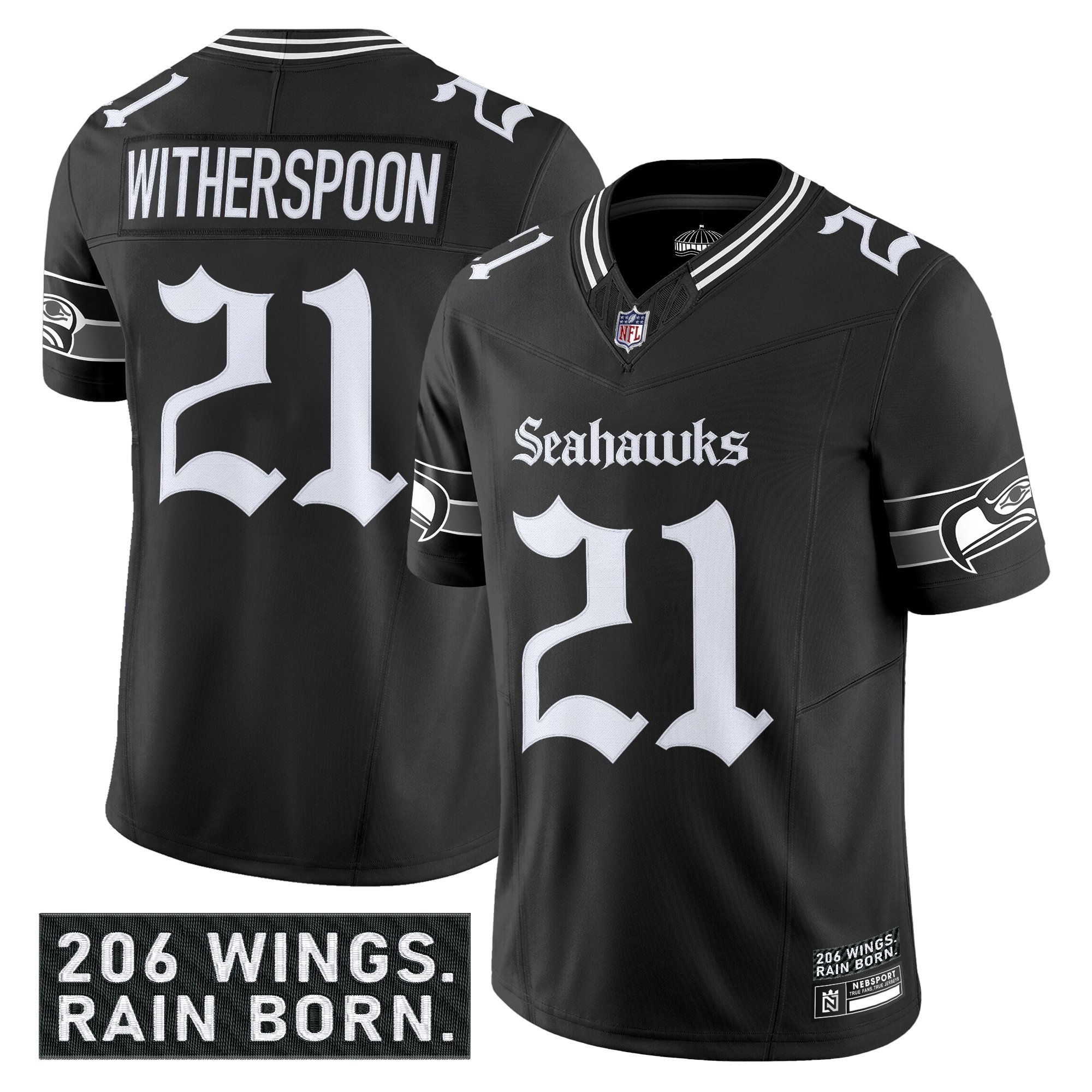 Devon Witherspoon Men's Seattle Seahawks 'Gothic Rain City Shadows Edition' Vapor Limited Black Jersey - All Stitched