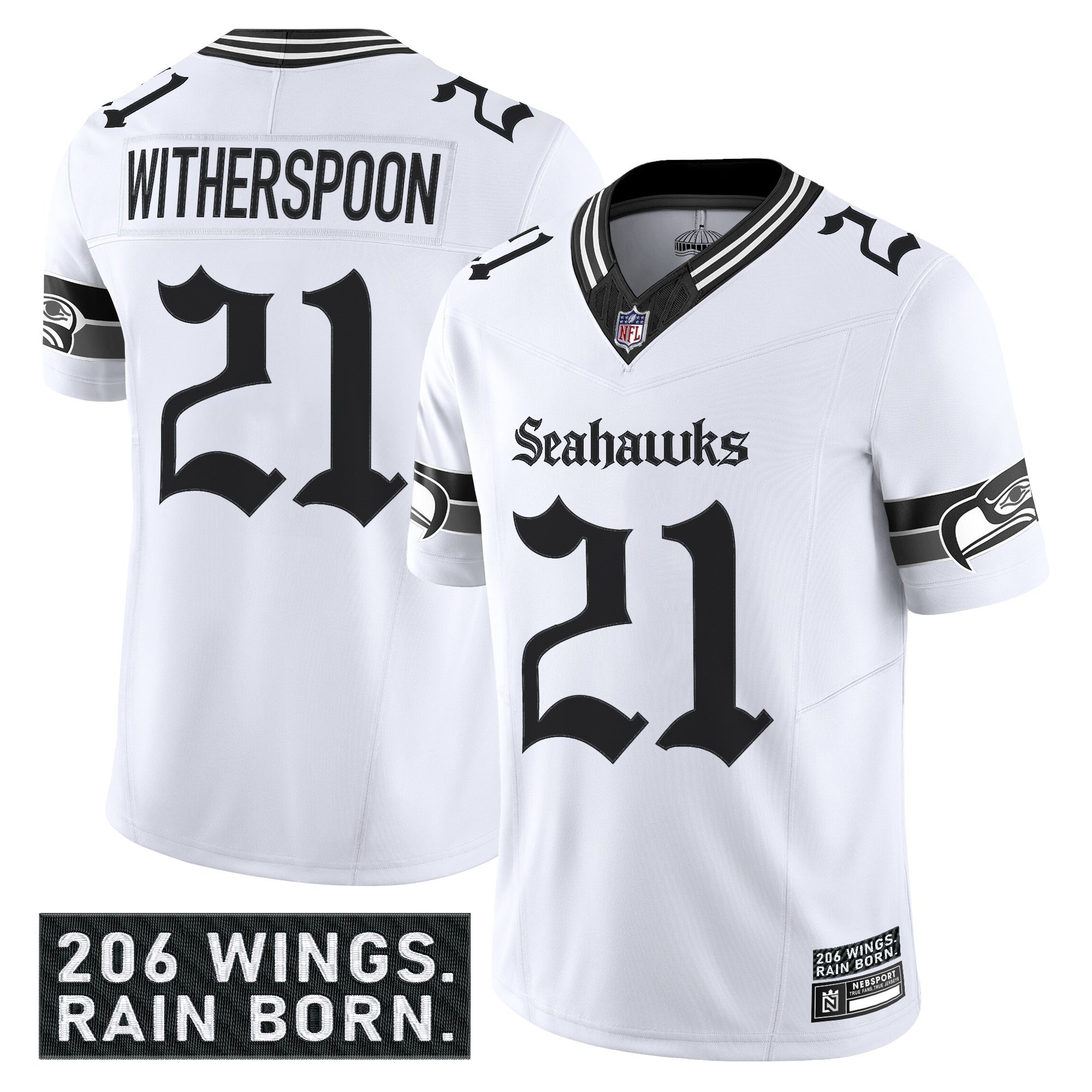 Devon Witherspoon Men's Seattle Seahawks 'Gothic Rain City Shadows Edition' Vapor Limited White Jersey - All Stitched