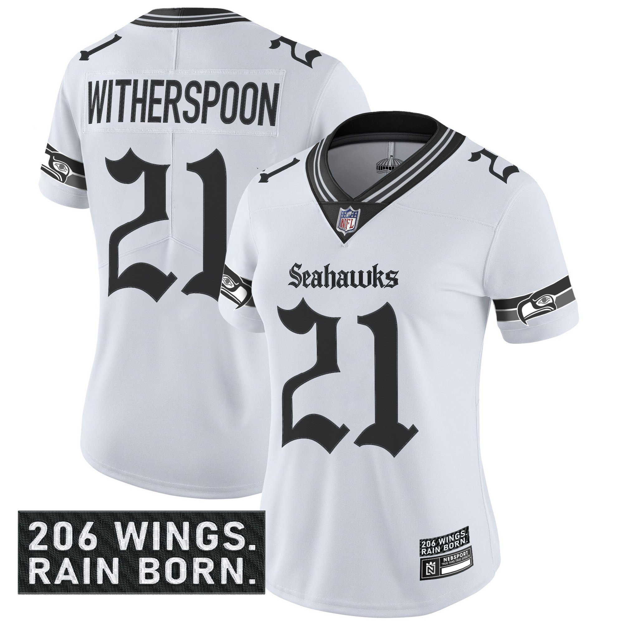 Devon Witherspoon Women's Seattle Seahawks 'Gothic Rain City Shadows Edition' Vapor Limited White Jersey - All Stitched