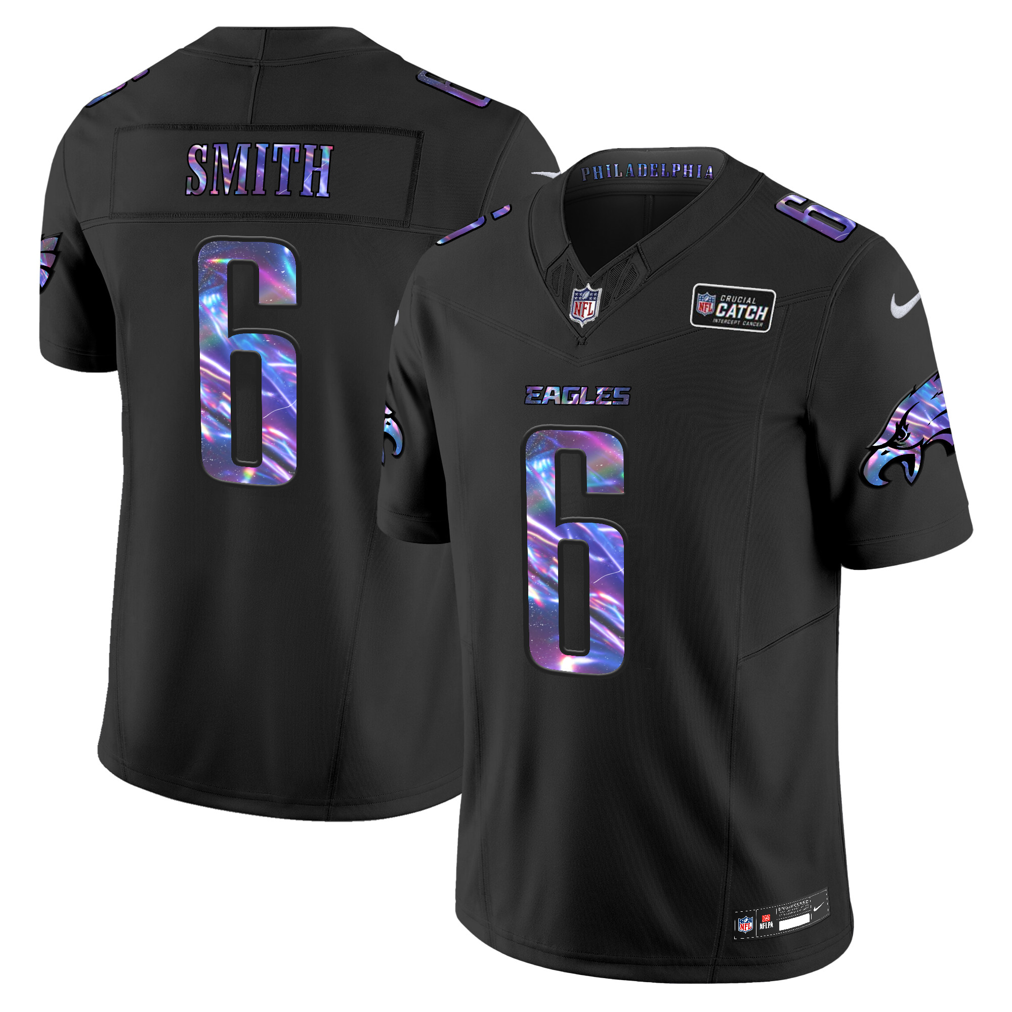 DeVonta Smith Men's Philadelphia Eagles 2024 Crucial Catch Vapor Limited Black Jersey - All Stitched