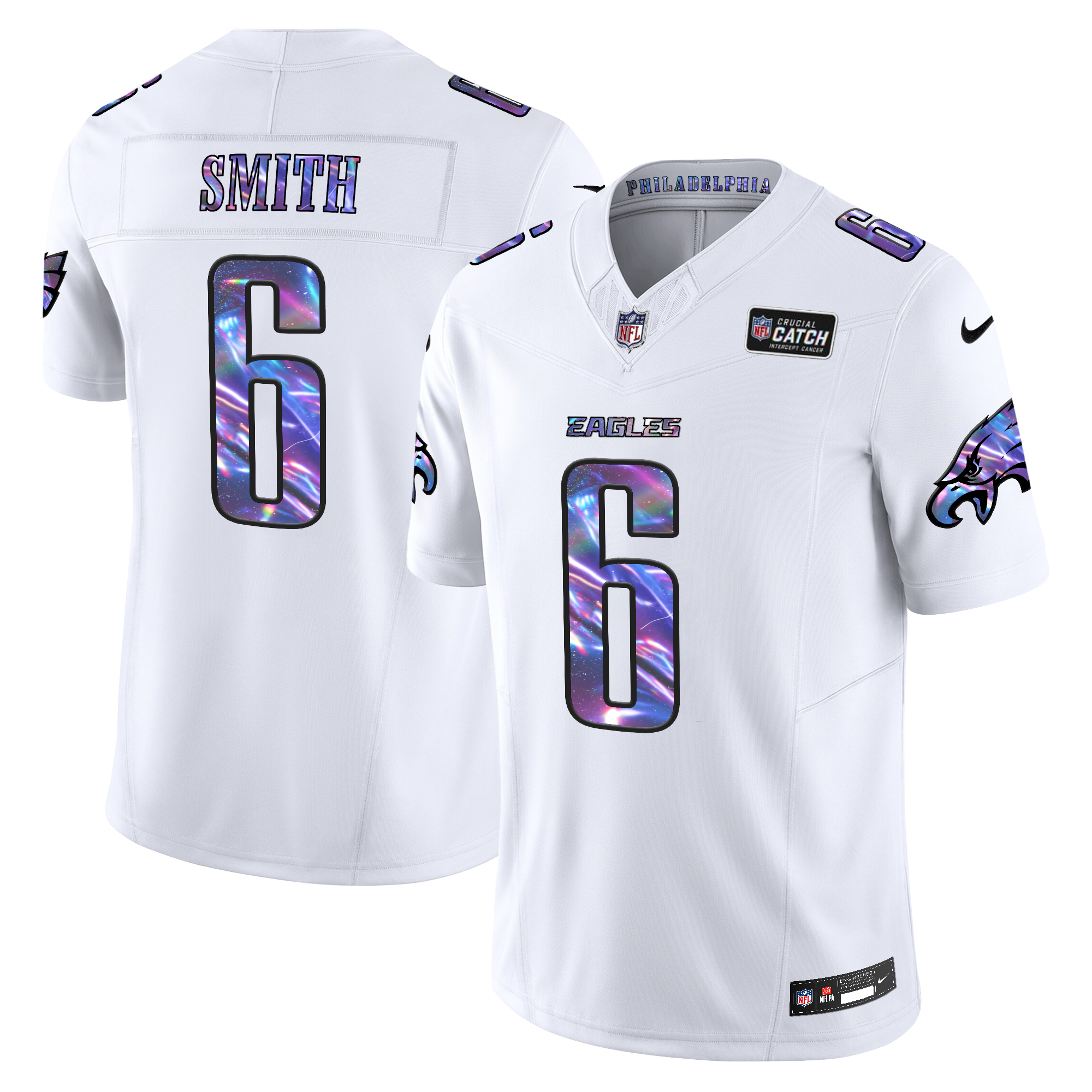 DeVonta Smith Men's Philadelphia Eagles 2024 Crucial Catch Vapor Limited White Jersey - All Stitched