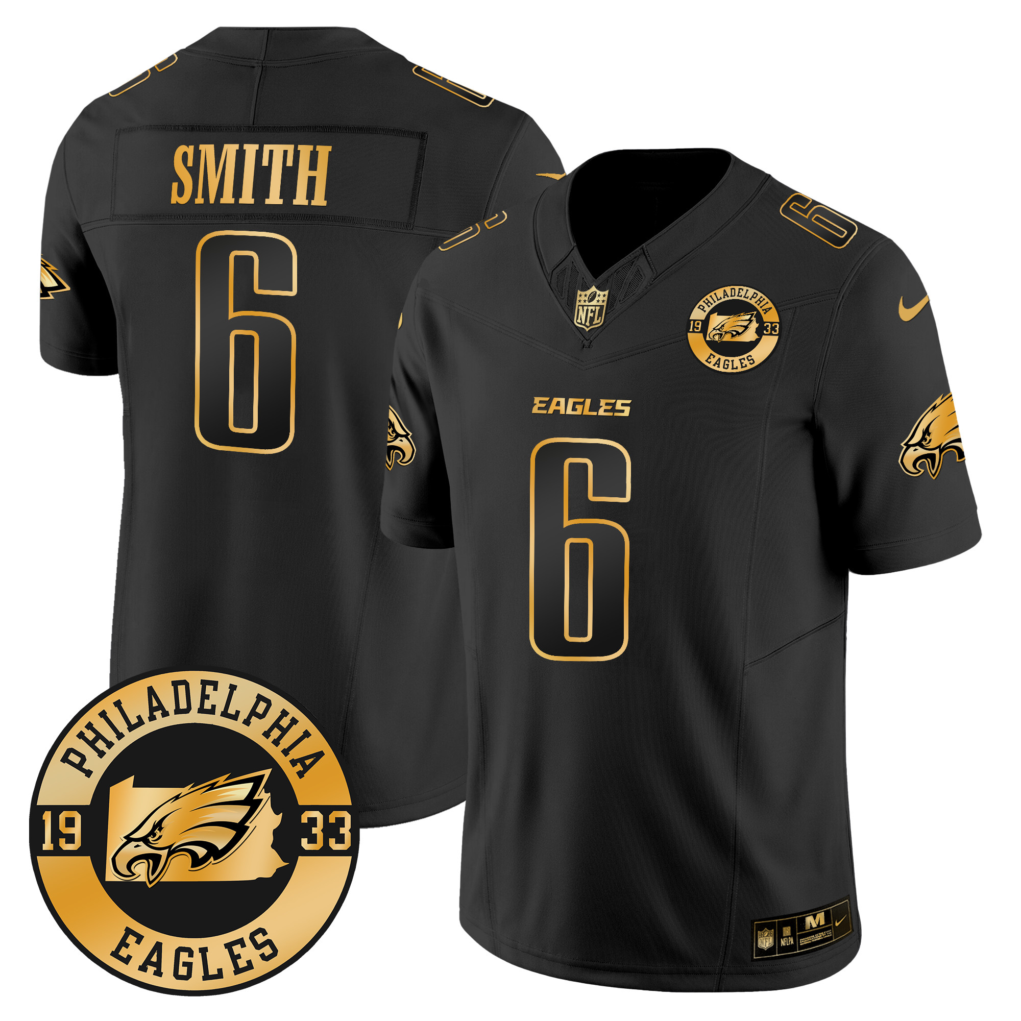 DeVonta Smith Men's Philadelphia Eagles 2024 Gold Vapor Limited Black Gold Jersey - All Stitched