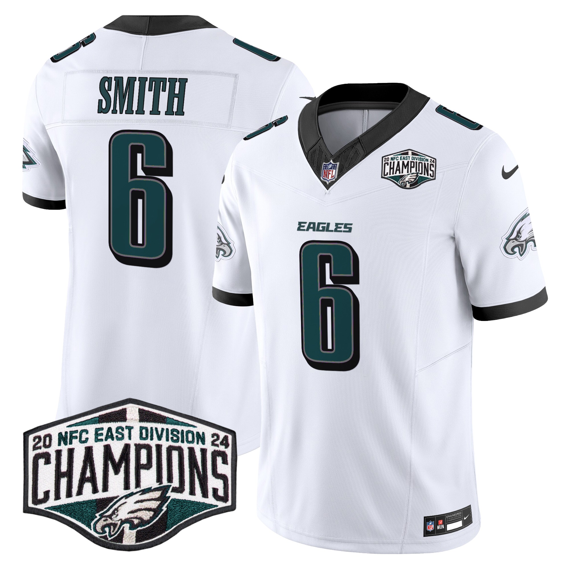 DeVonta Smith Men's Philadelphia Eagles 2024 NFC East Division Champions Vapor Limited White Jersey - All Stitched