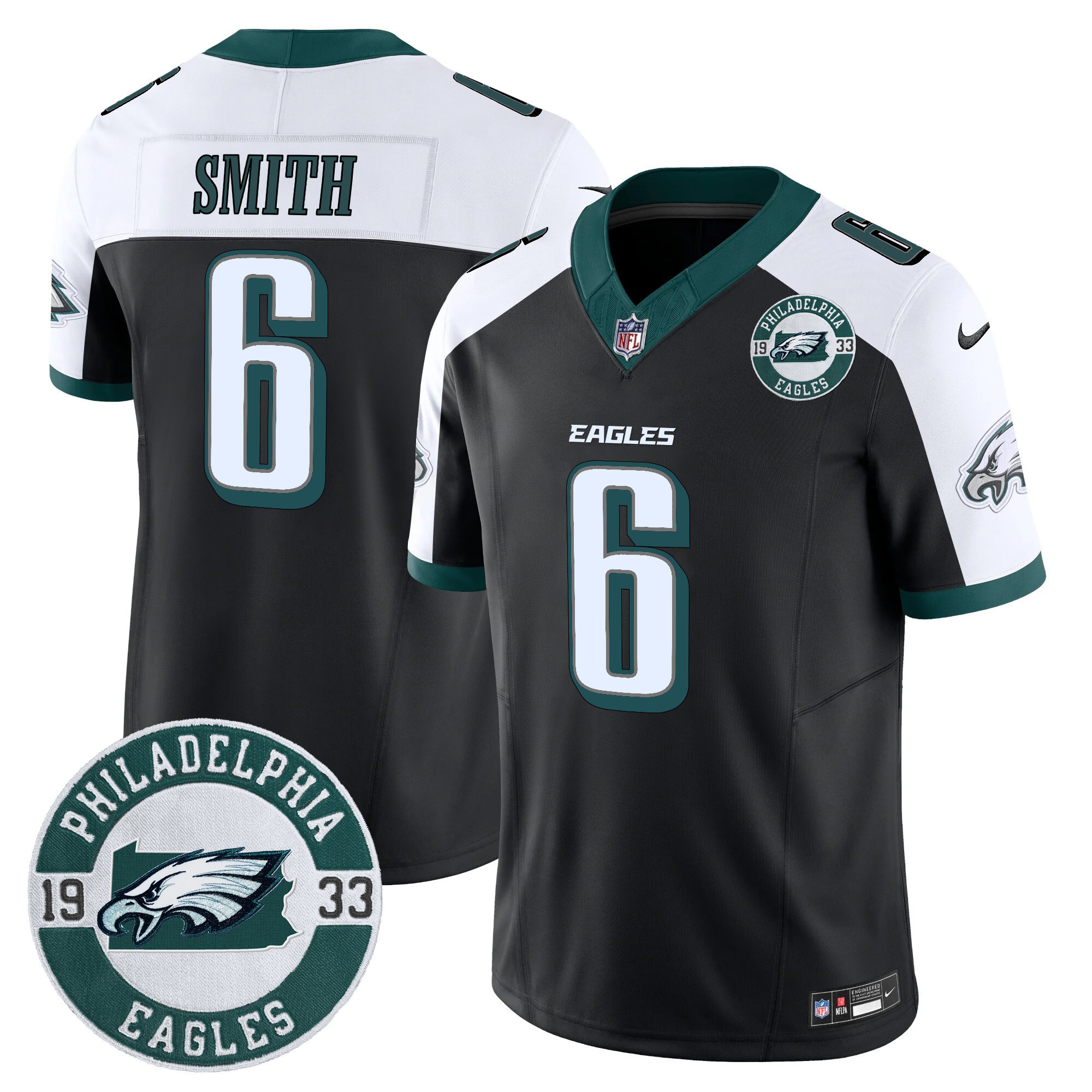 DeVonta Smith Men's Philadelphia Eagles 2024 Vapor Limited Black Alternate Jersey - All Stitched