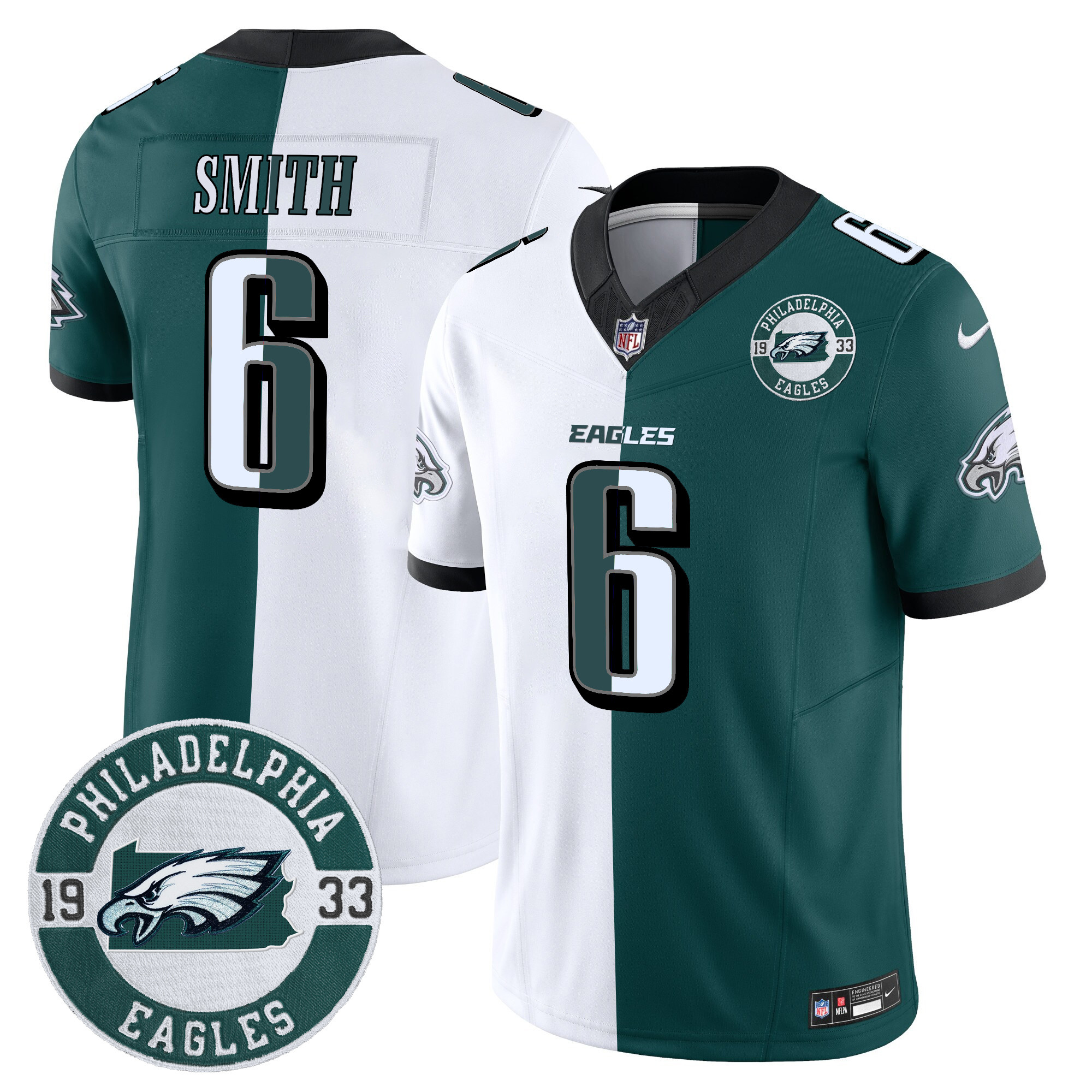 DeVonta Smith Men's Philadelphia Eagles 2024 Vapor Limited Split Jersey - All Stitched