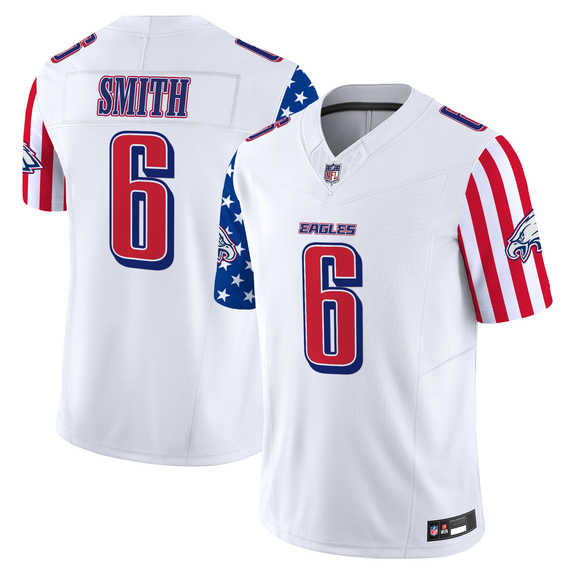 DeVonta Smith Men's Philadelphia Eagles 2025 Independence Day Vapor Limited White Jersey - All Stitched