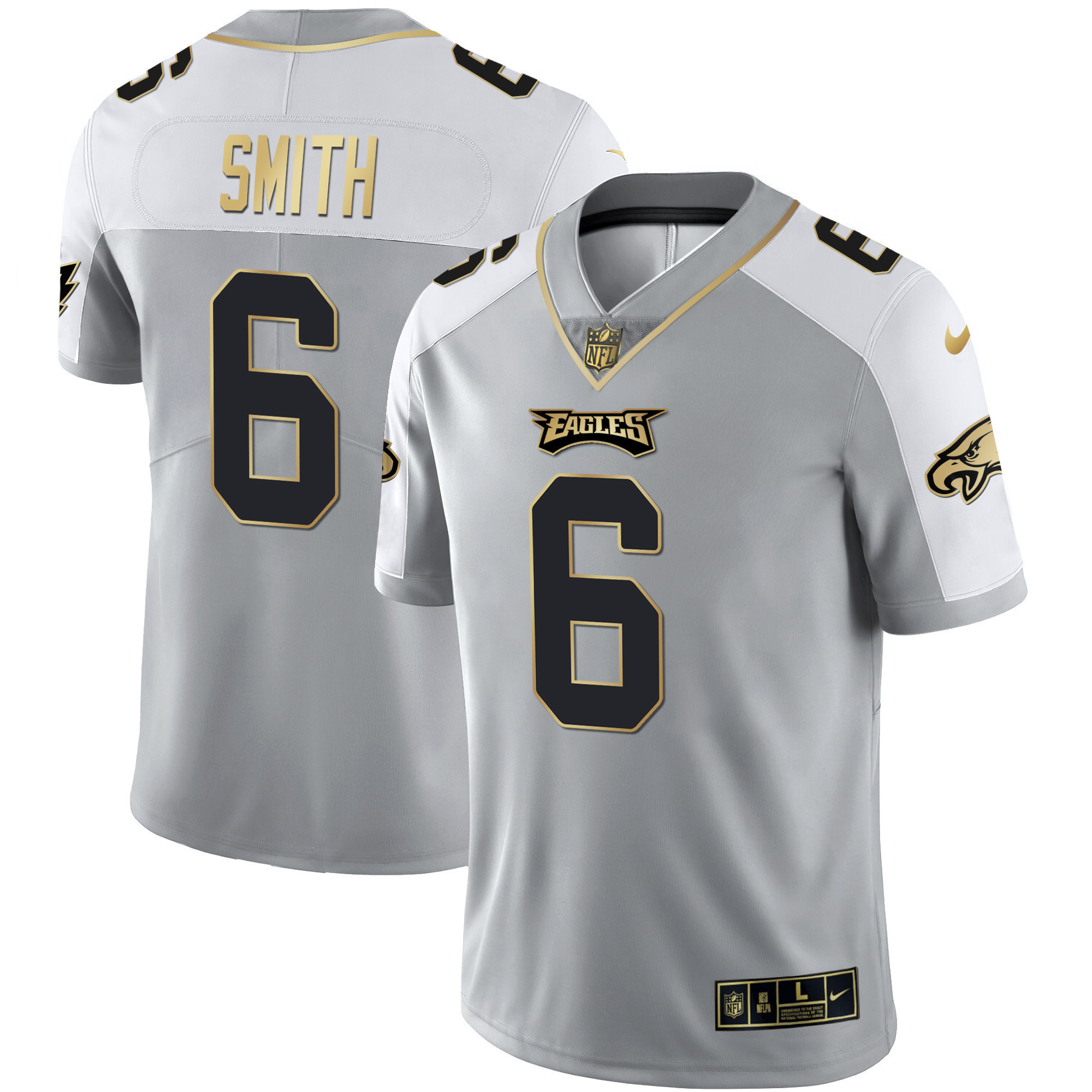 DeVonta Smith Men's Philadelphia Eagles Alternate Vapor Black Gold Limited - All Stitched Gray Gold Jersey - All Stitched