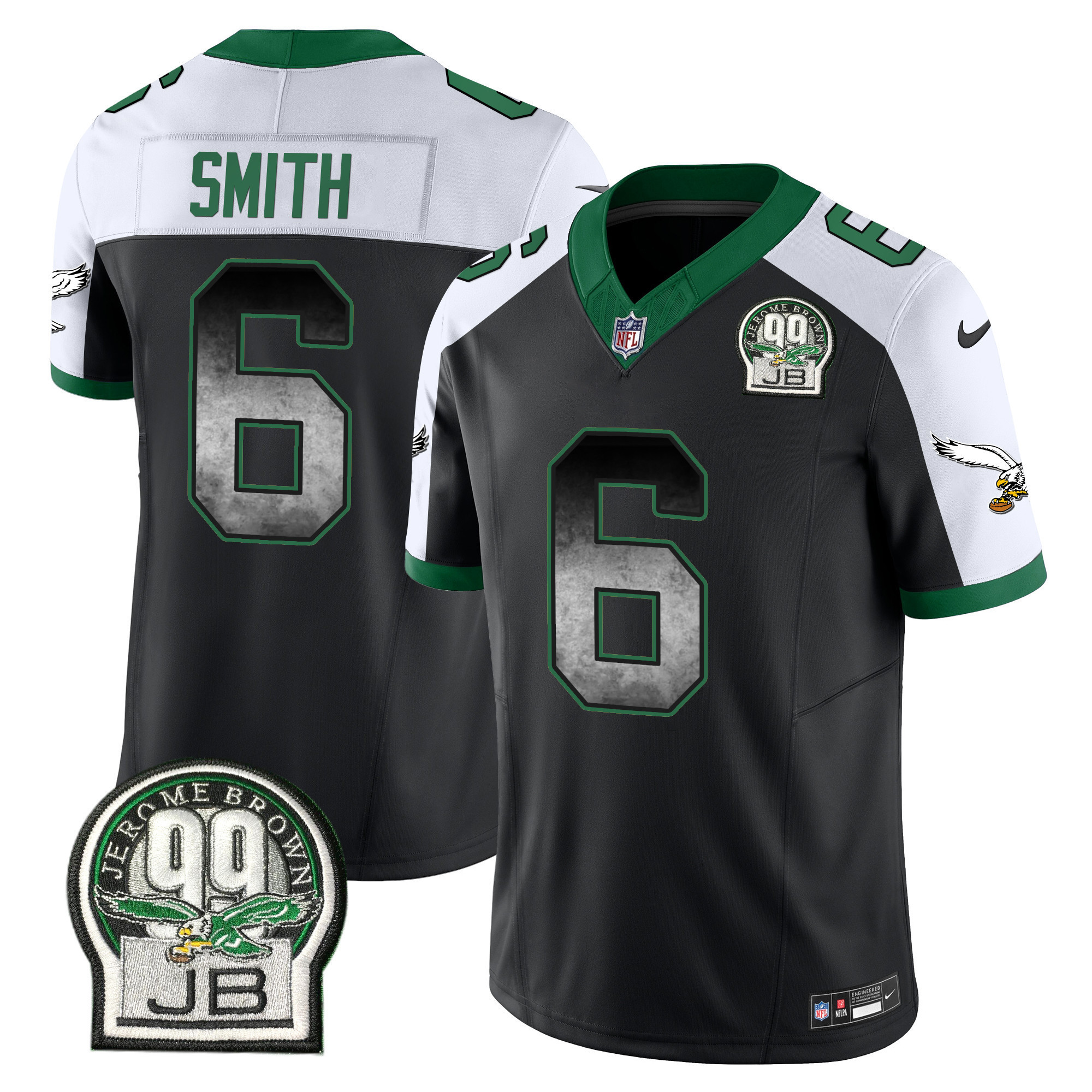 DeVonta Smith Men's Philadelphia Eagles Arch Smoke Kelly Green Vapor Black Alternate Jersey - All Stitched