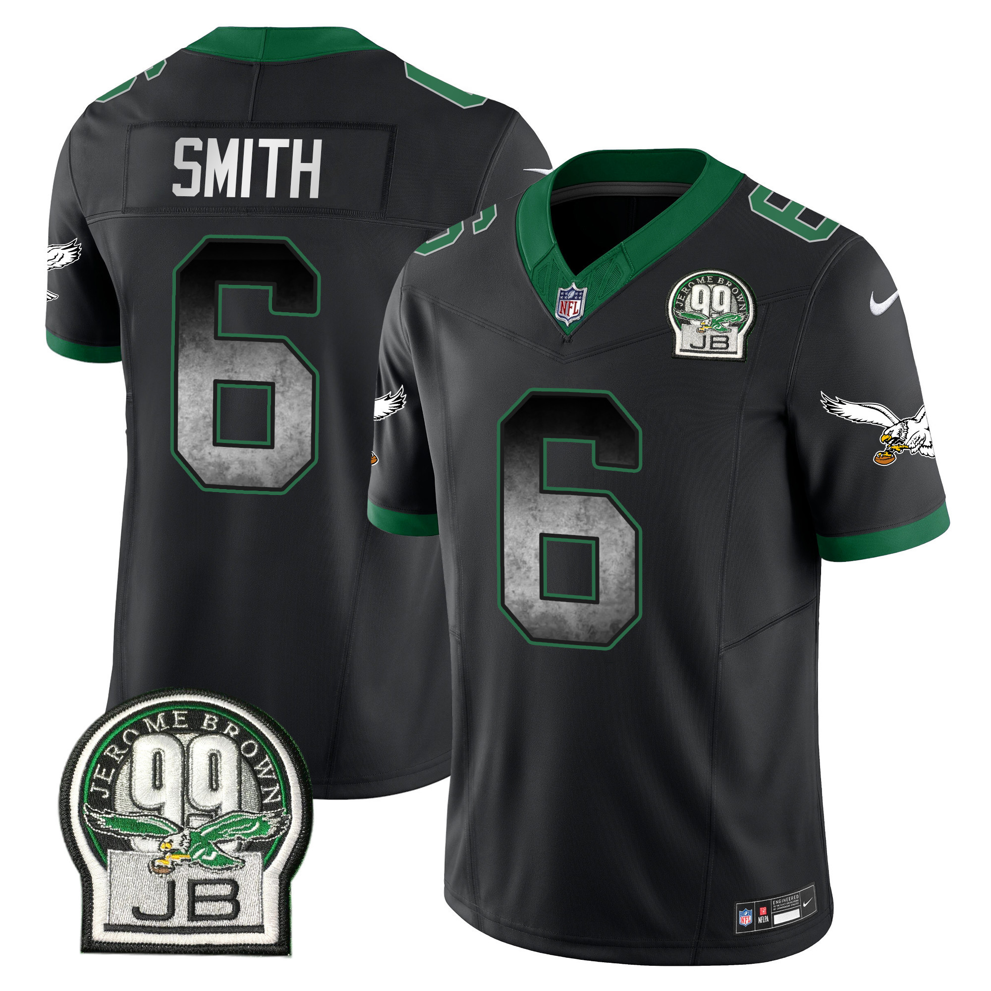 DeVonta Smith Men's Philadelphia Eagles Arch Smoke Kelly Green Vapor Black Jersey - All Stitched
