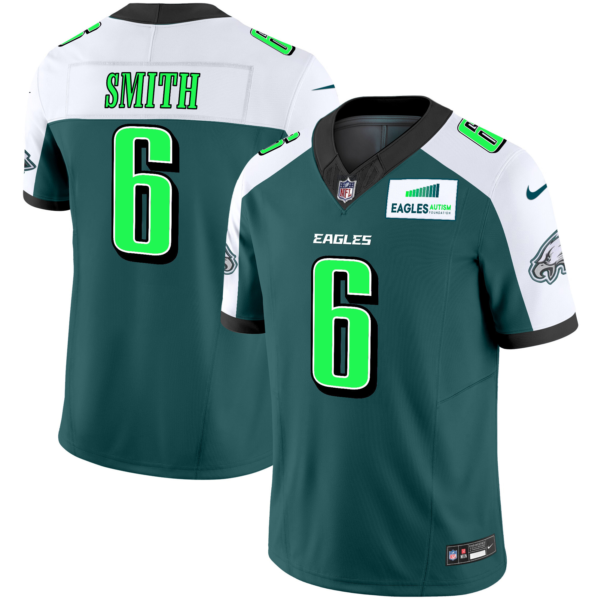 DeVonta Smith Men's Philadelphia Eagles Autism Foundation Patch Vapor Limited Alternate Jersey - All Stitched