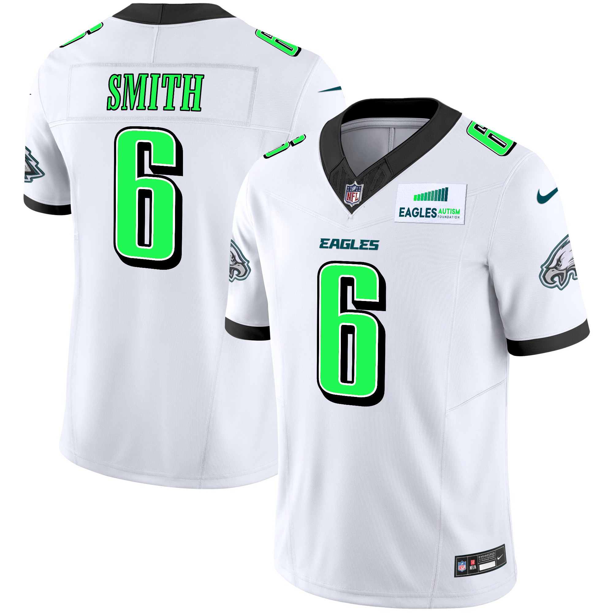 DeVonta Smith Men's Philadelphia Eagles Autism Foundation Patch Vapor Limited White Jersey - All Stitched