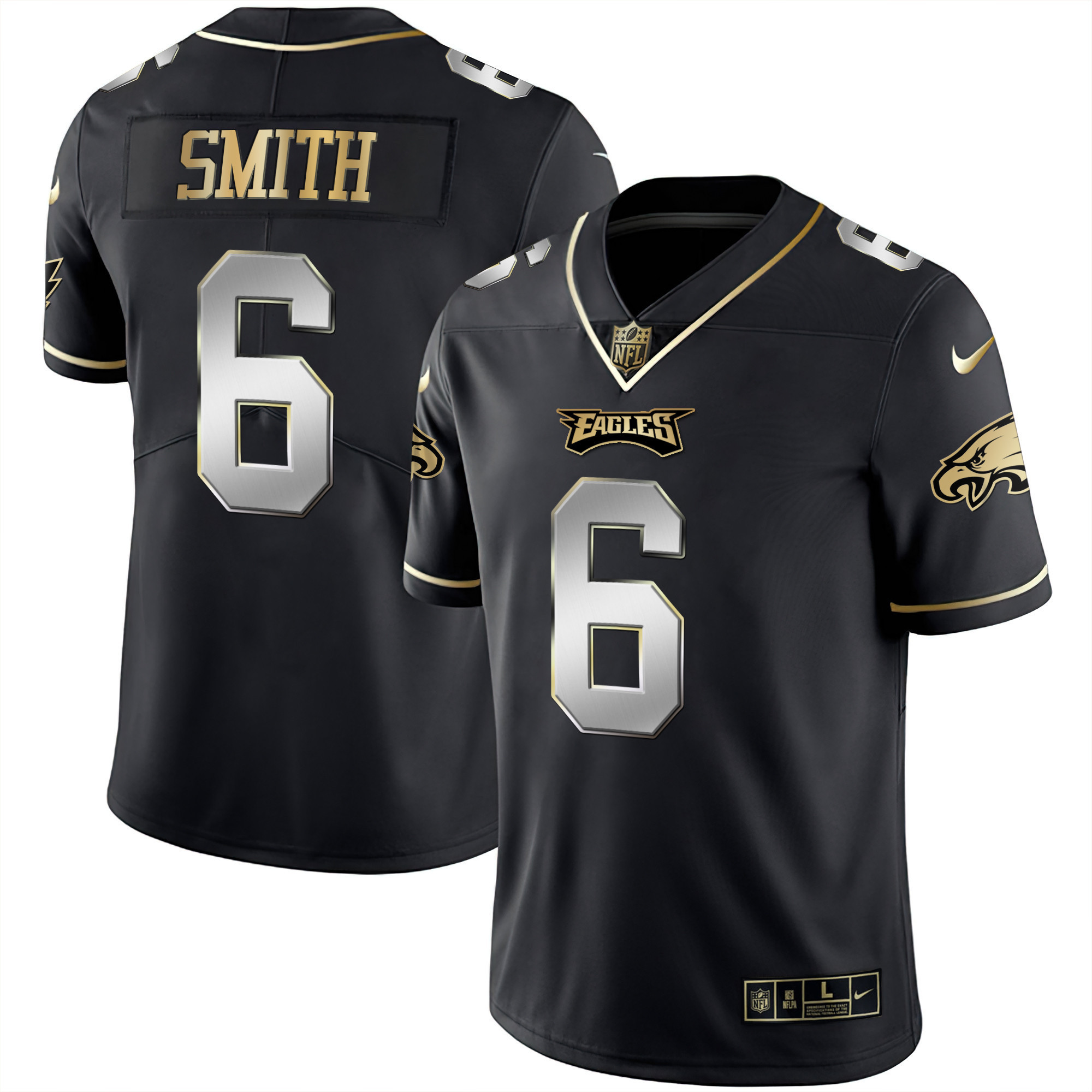 DeVonta Smith Men's Philadelphia Eagles Black Silver Limited - All Stitched Black Silver Jersey - All Stitched