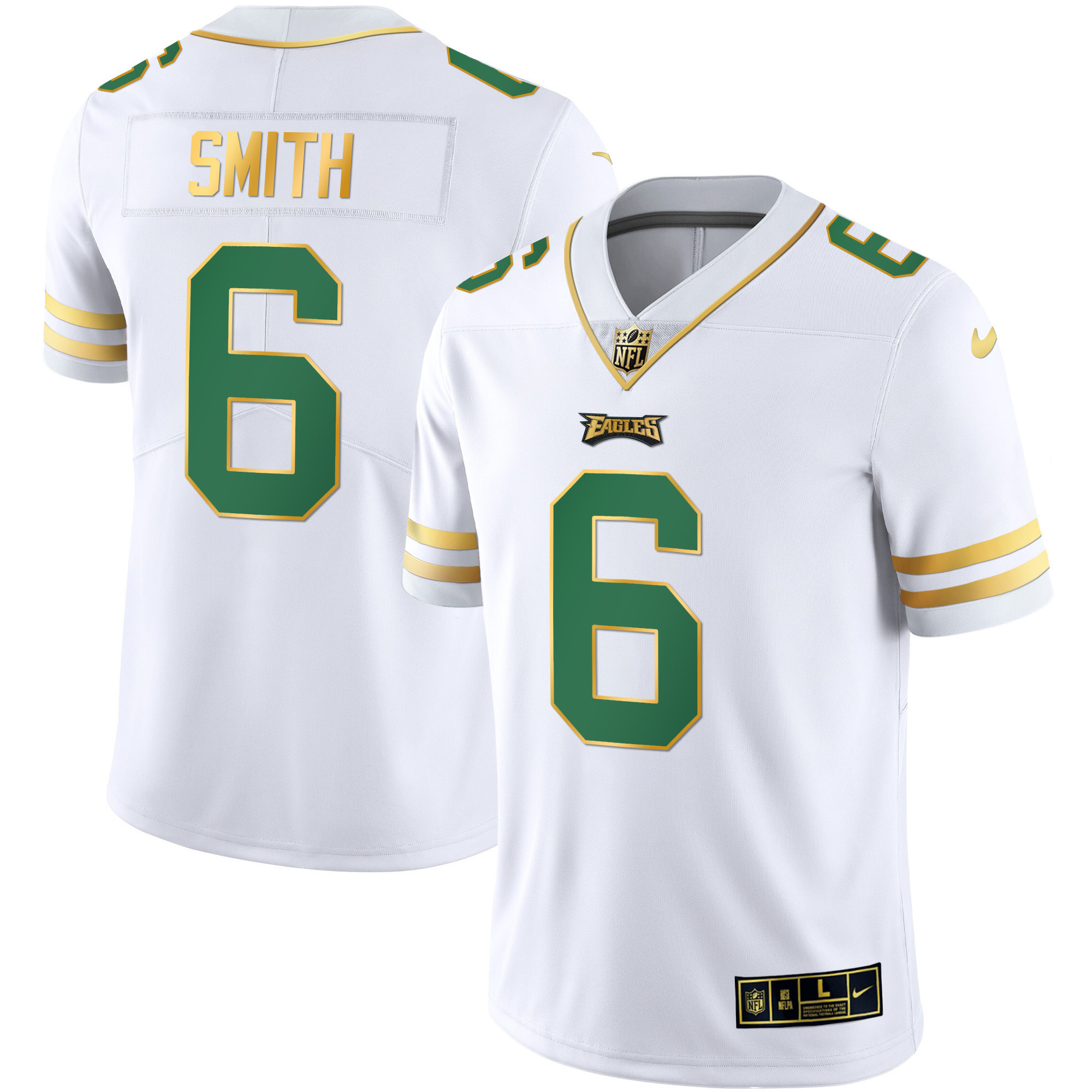 DeVonta Smith Men's Philadelphia Eagles Gold & Kelly Vapor Kelly White Jersey - All Stitched