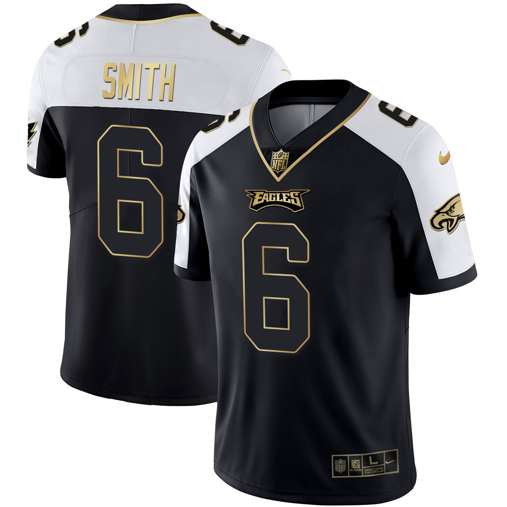 DeVonta Smith Men's Philadelphia Eagles Gold & Split Vapor - All Stitched Alternate Jersey - All Stitched
