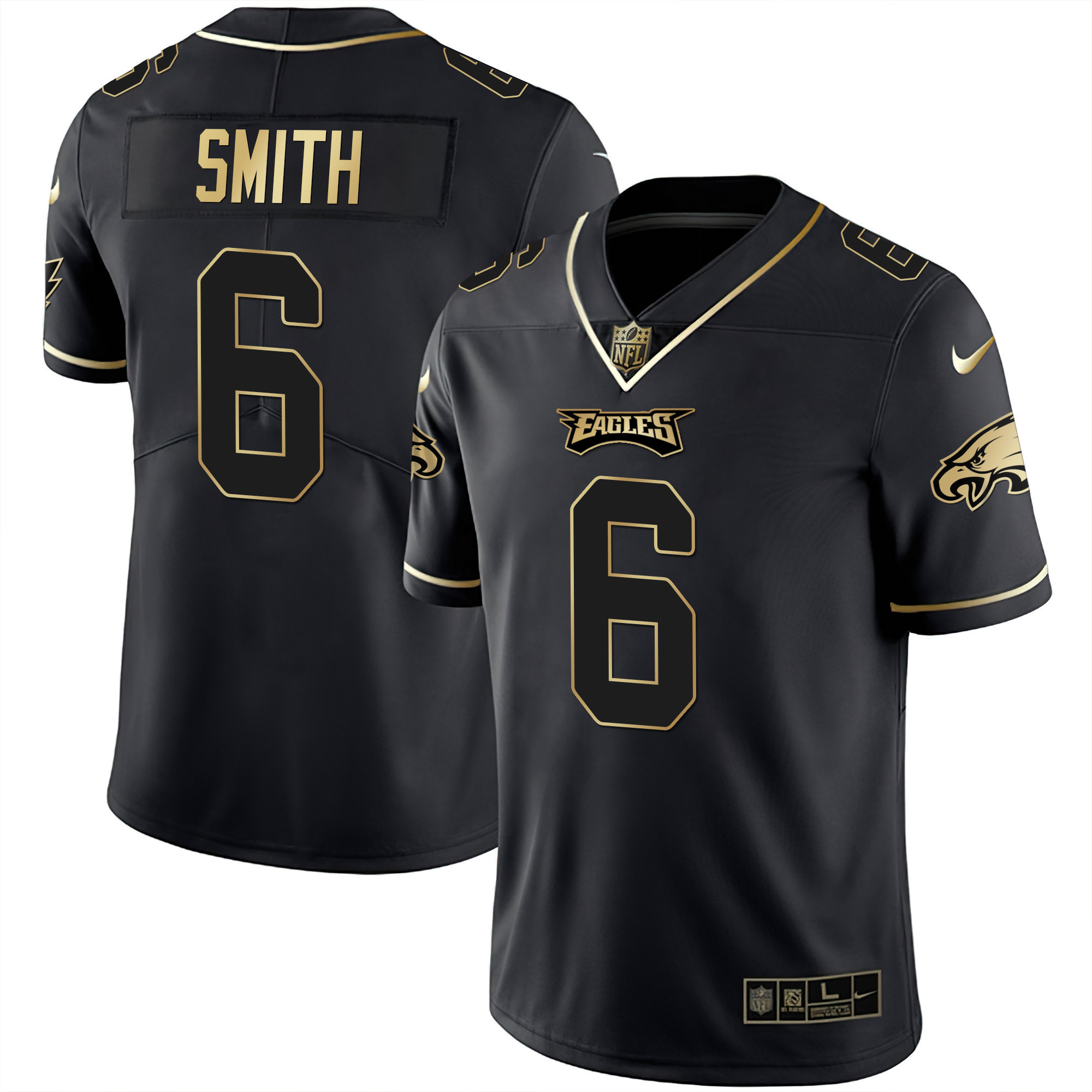 DeVonta Smith Men's Philadelphia Eagles Gold & Split Vapor - All Stitched Black Gold Jersey - All Stitched