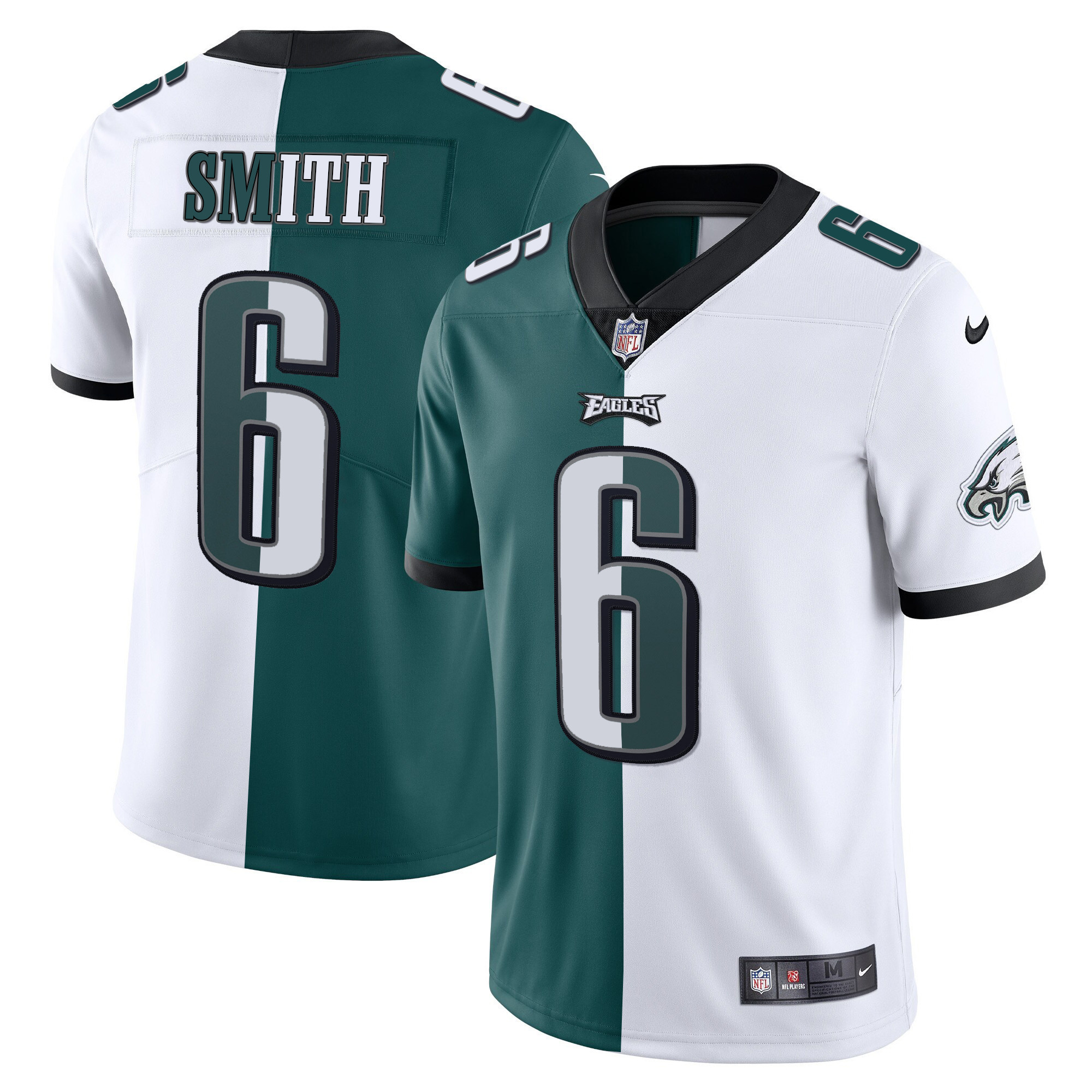 DeVonta Smith Men's Philadelphia Eagles Gold & Split Vapor - All Stitched Split Jersey - All Stitched