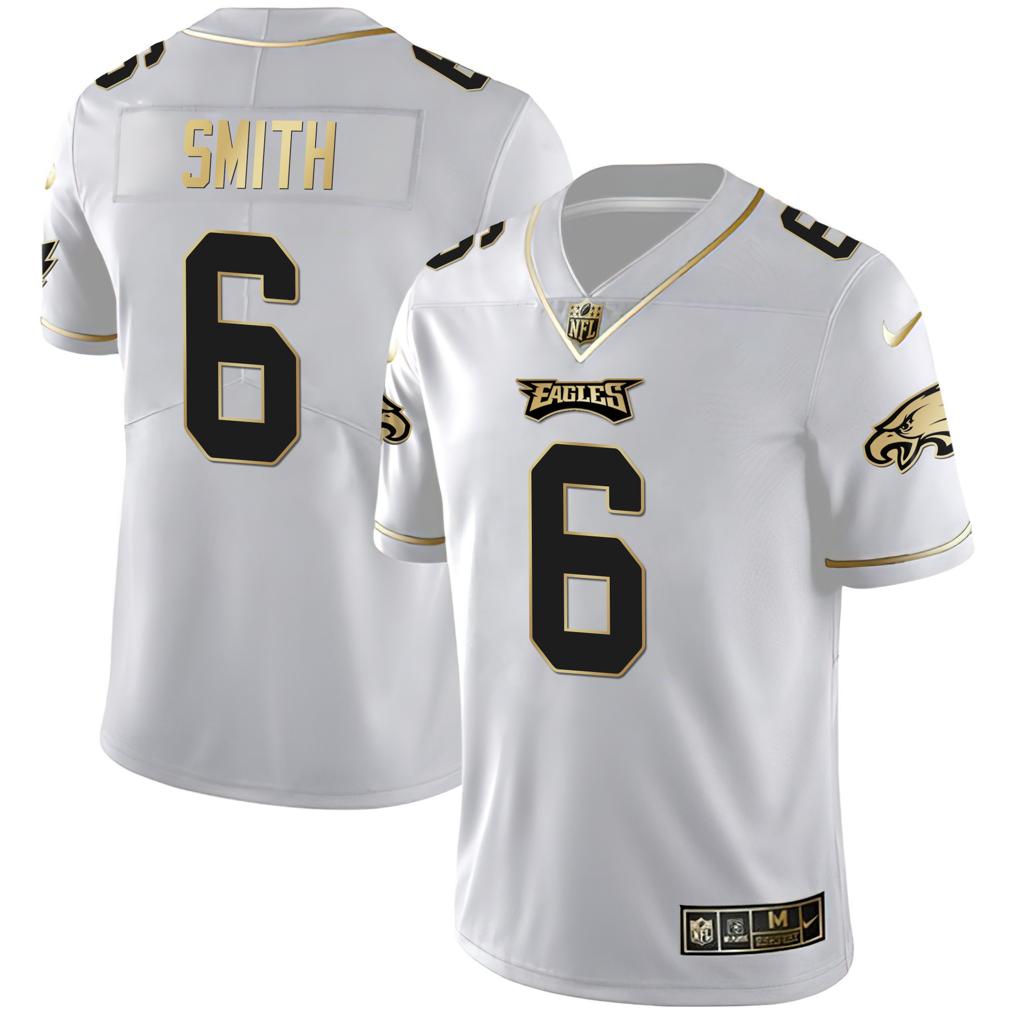 DeVonta Smith Men's Philadelphia Eagles Gold & Split Vapor - All Stitched White Gold Jersey - All Stitched