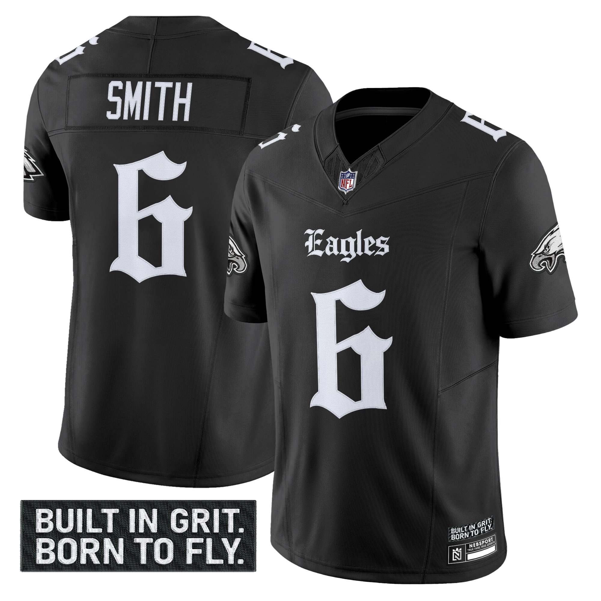 DeVonta Smith Men's Philadelphia Eagles 'Gothic Philly Edition' Vapor Limited Black Jersey - All Stitched